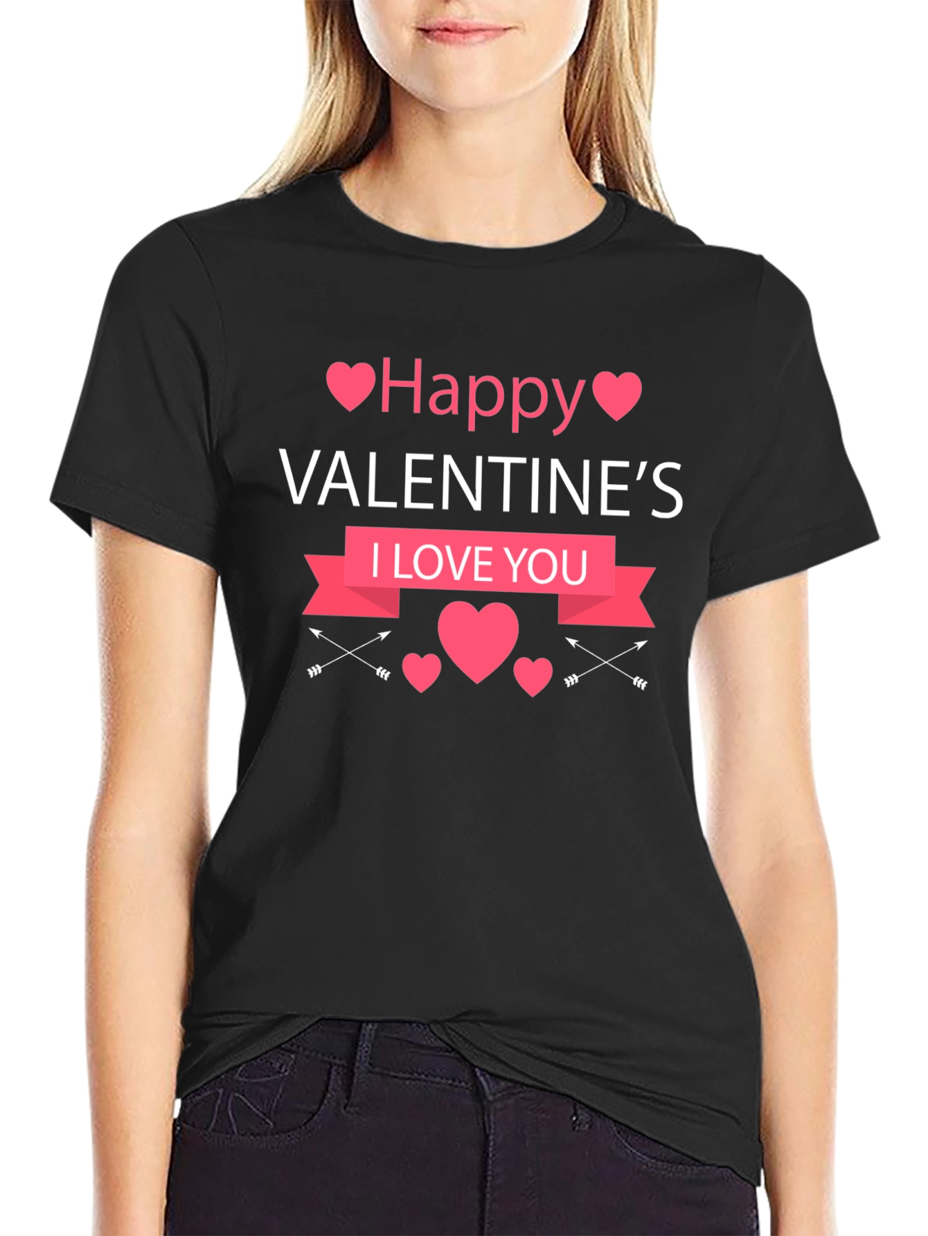 Happy Valentines Day Black T-Shirt