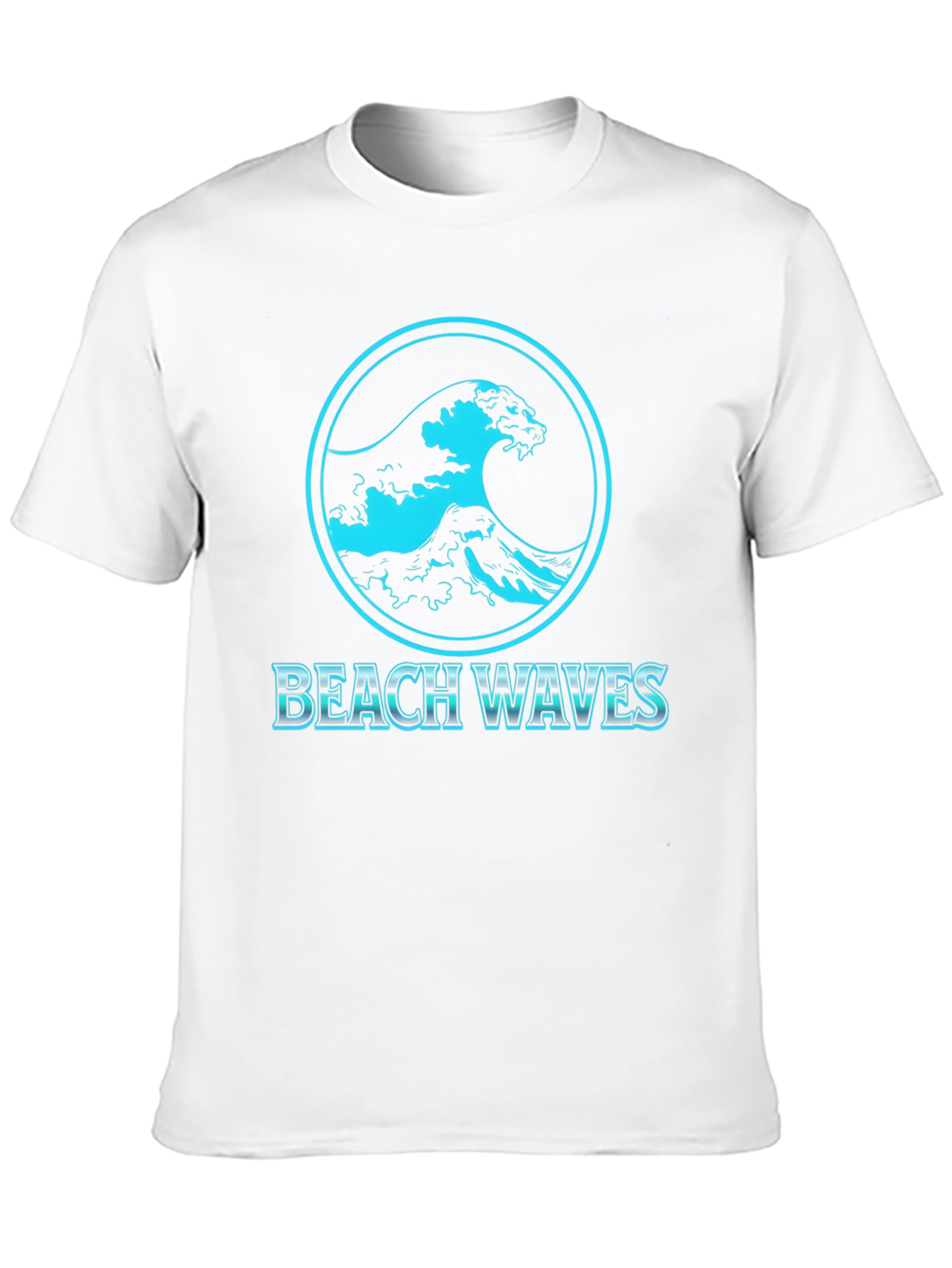 Beach Waves Graphic Tee - Black Cotton T-Shirt