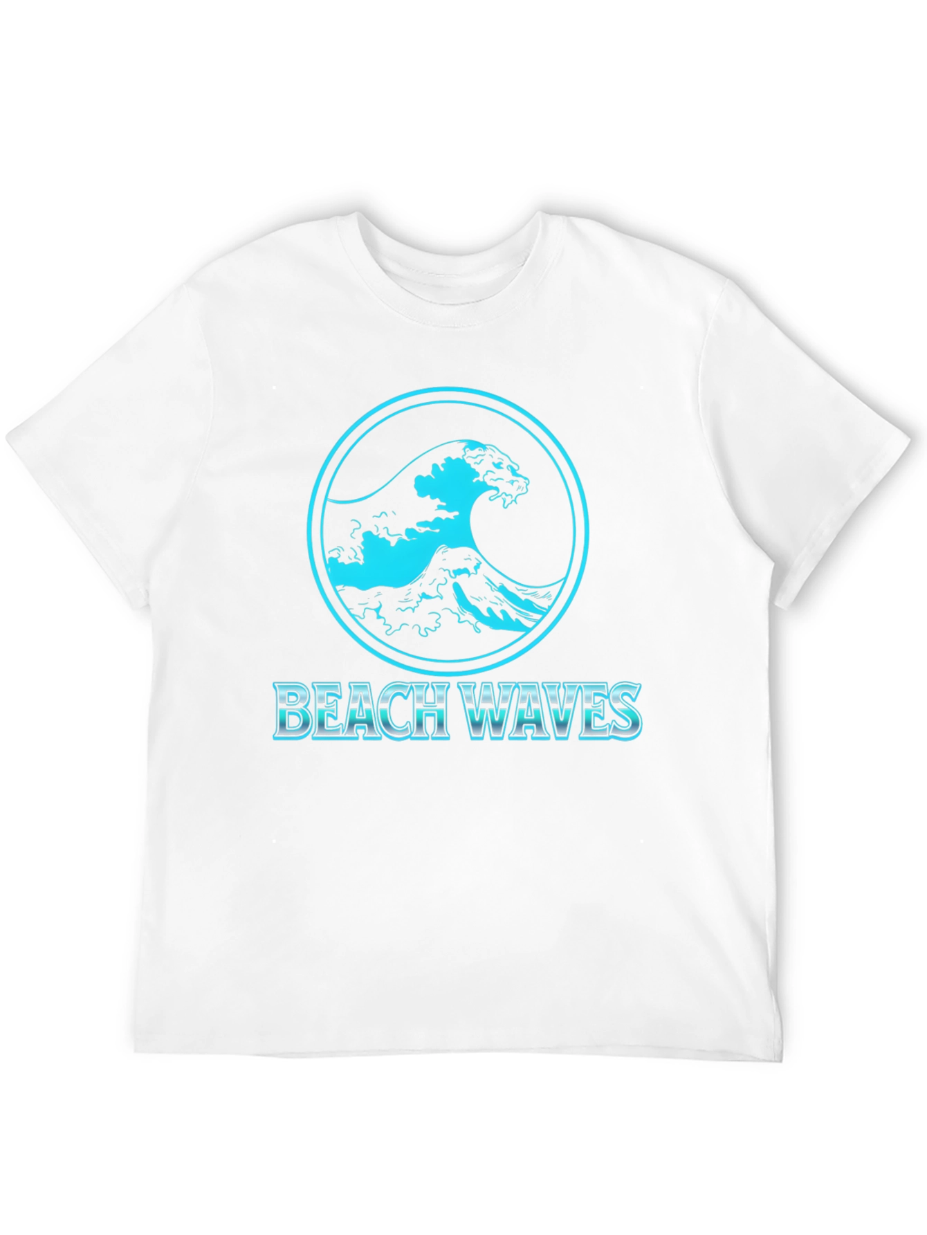 Beach Waves Graphic Tee - Black Cotton T-Shirt