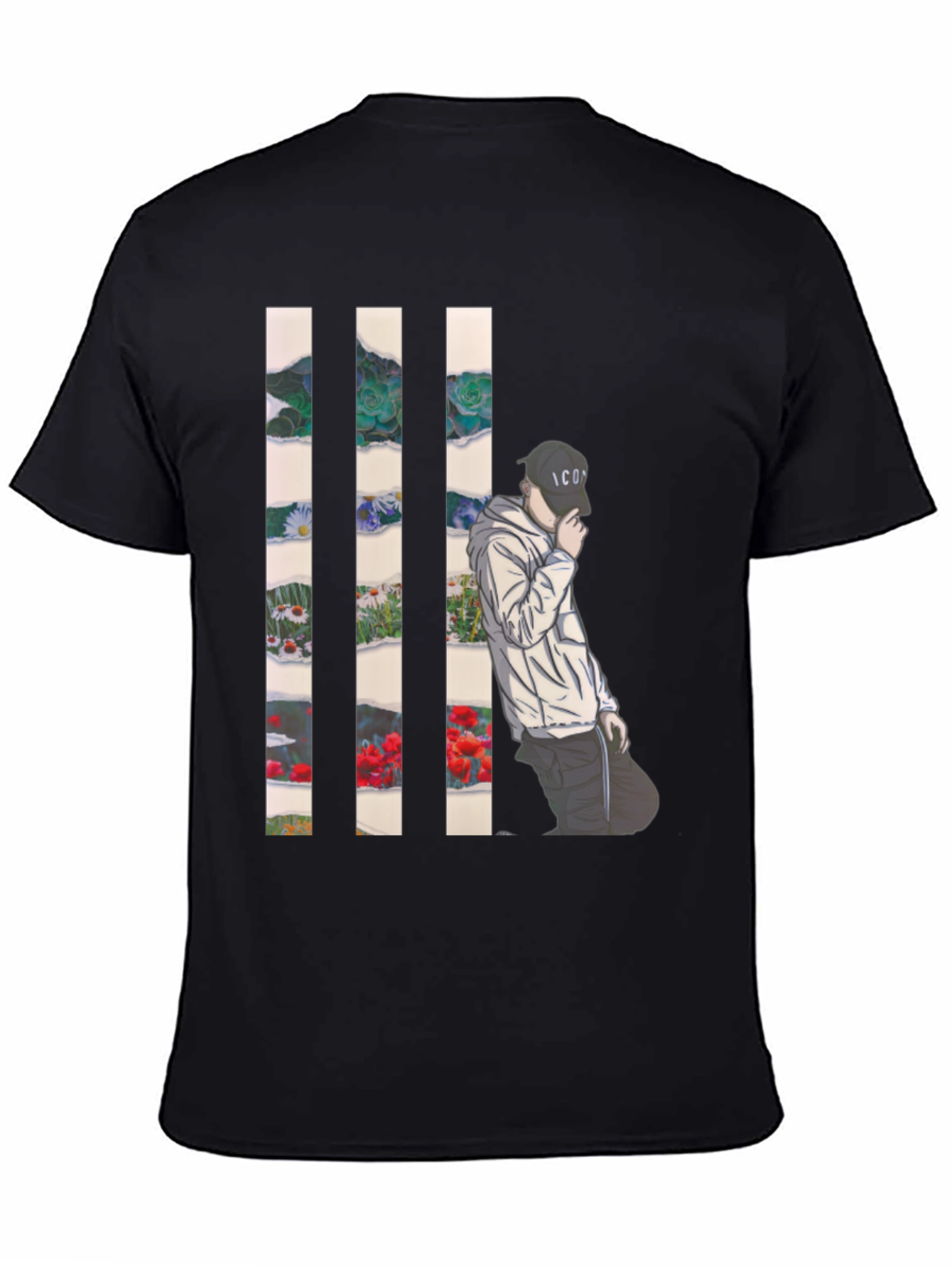 Artistic Floral Striped T-Shirt