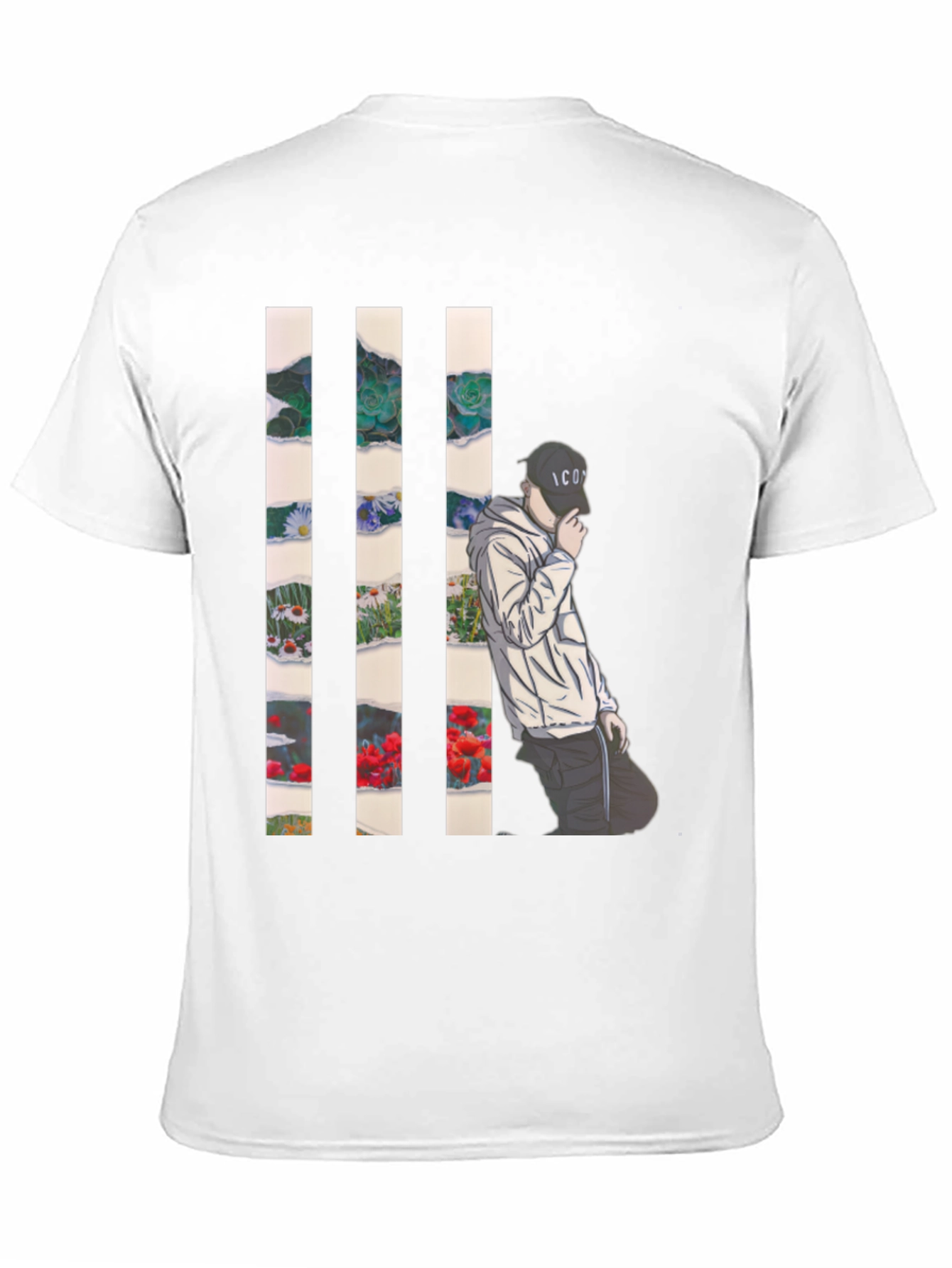 Artistic Floral Striped T-Shirt