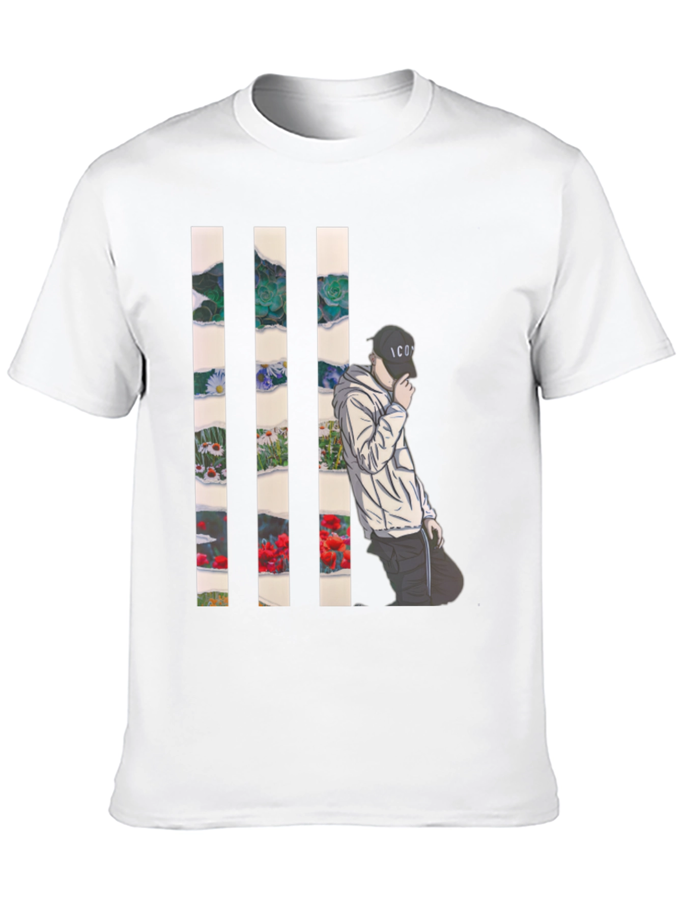 Artistic Floral Striped T-Shirt