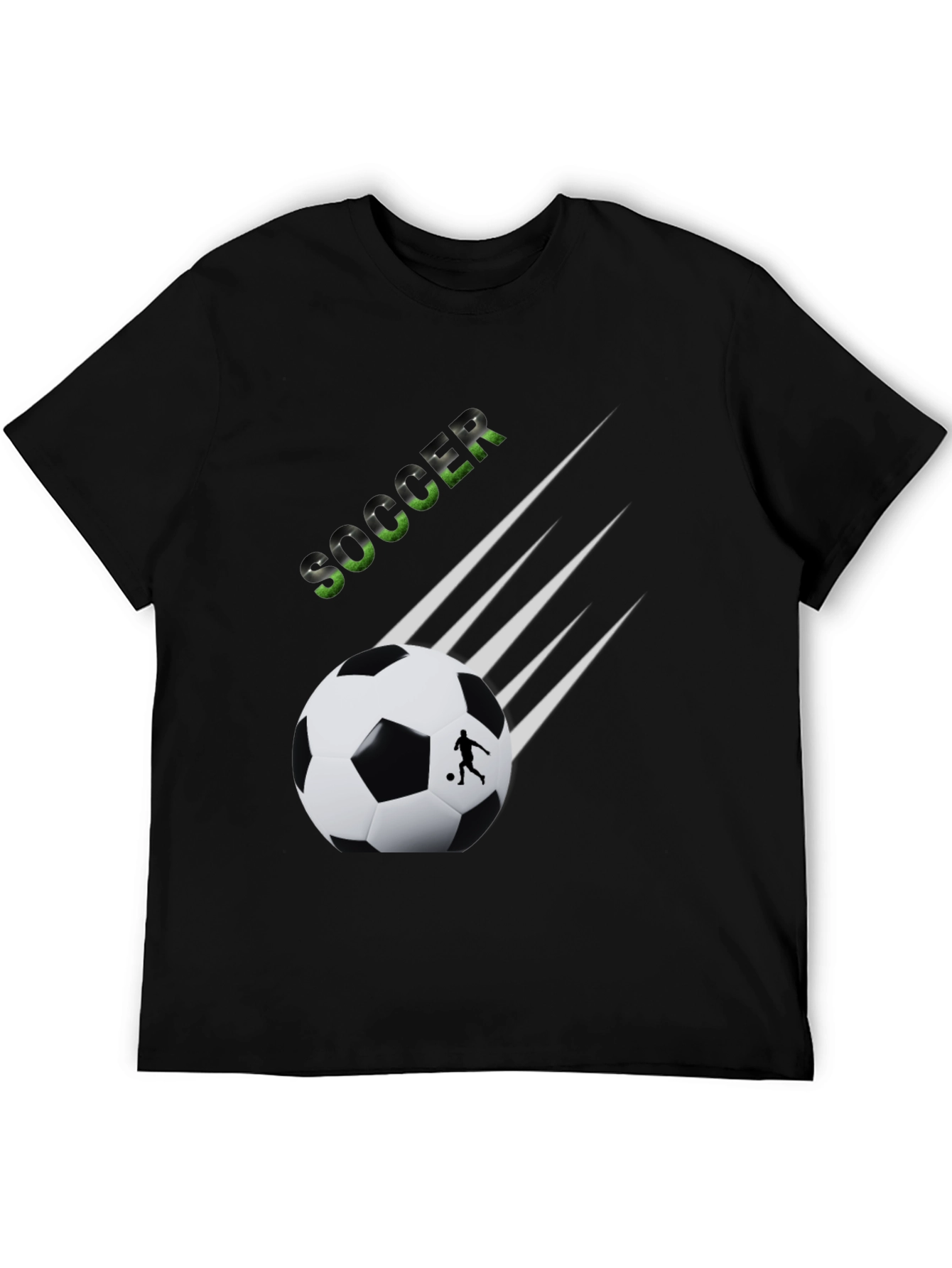 Soccer Graphic Tee - Black Cotton T-Shirt