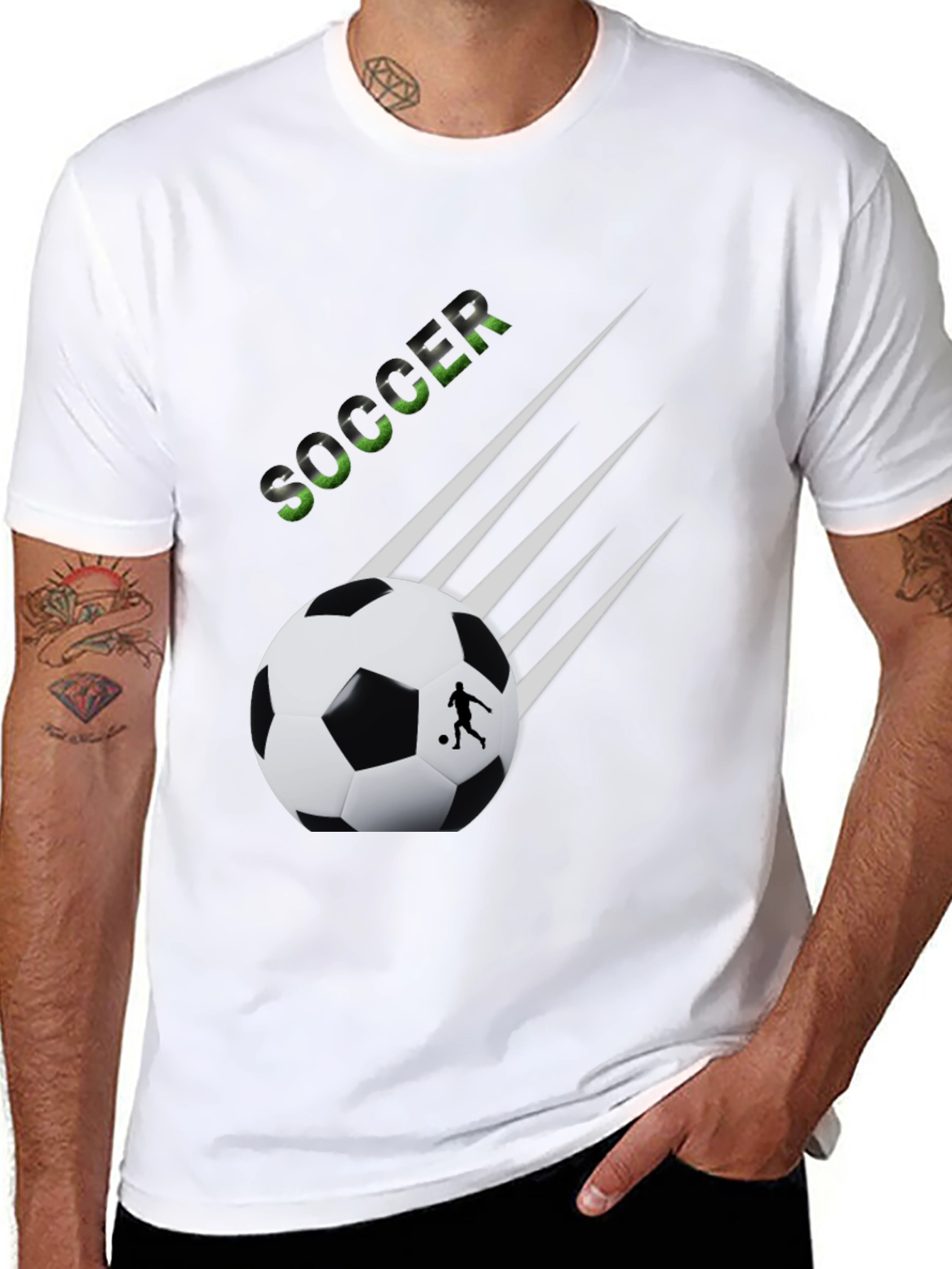 Soccer Graphic Tee - Black Cotton T-Shirt