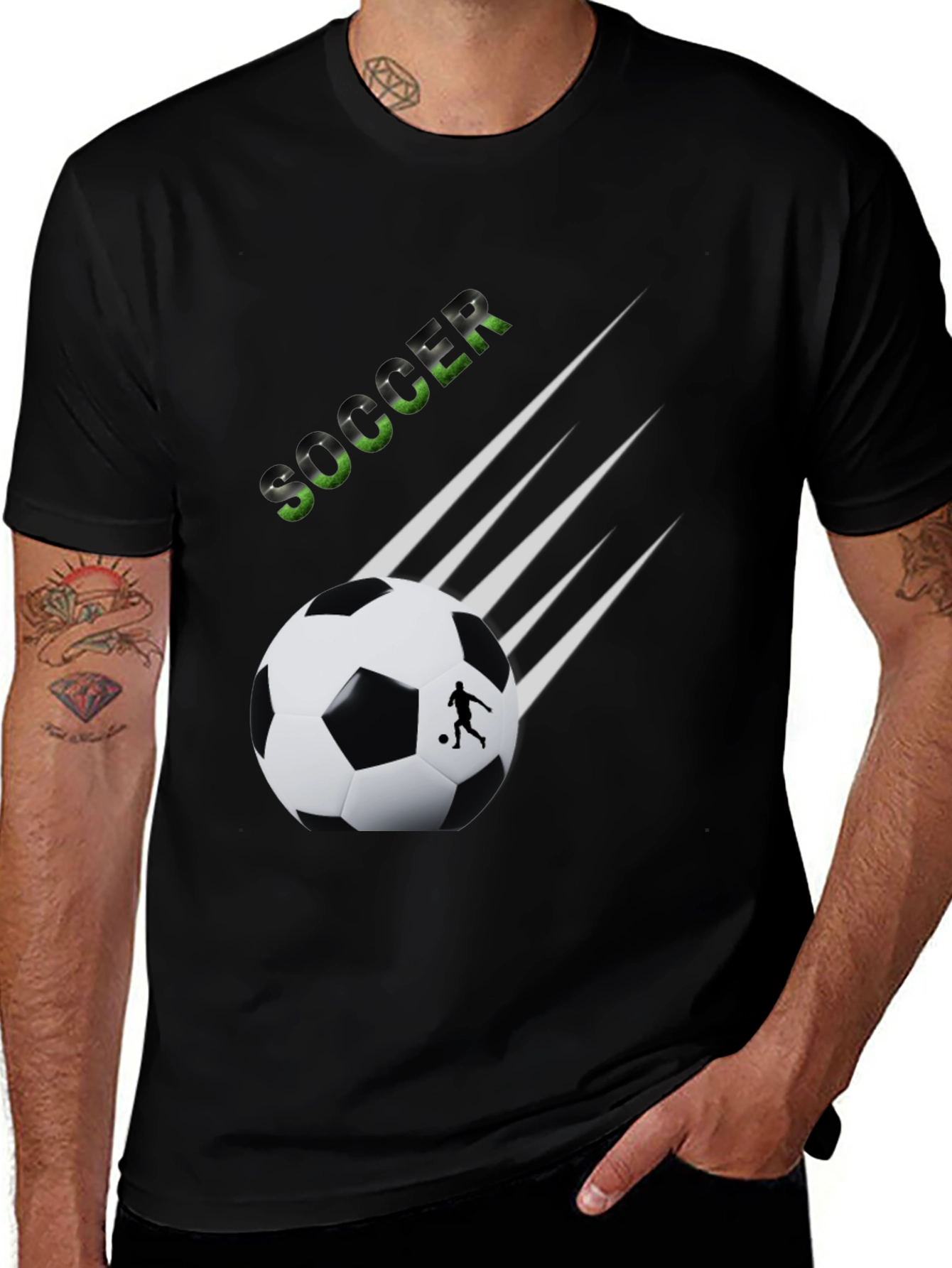 Soccer Graphic Tee - Black Cotton T-Shirt