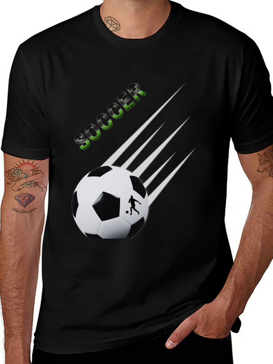 Soccer Graphic Tee - Black Cotton T-Shirt