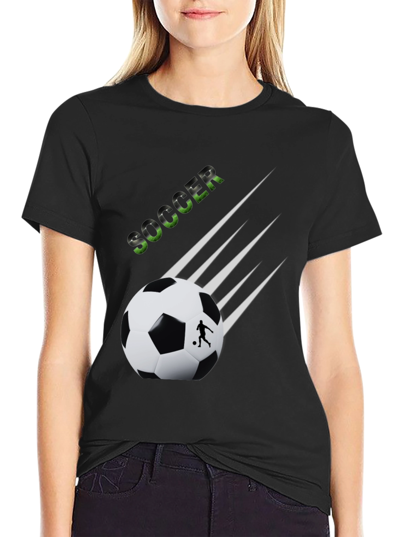 Soccer Graphic Tee - Black Cotton T-Shirt