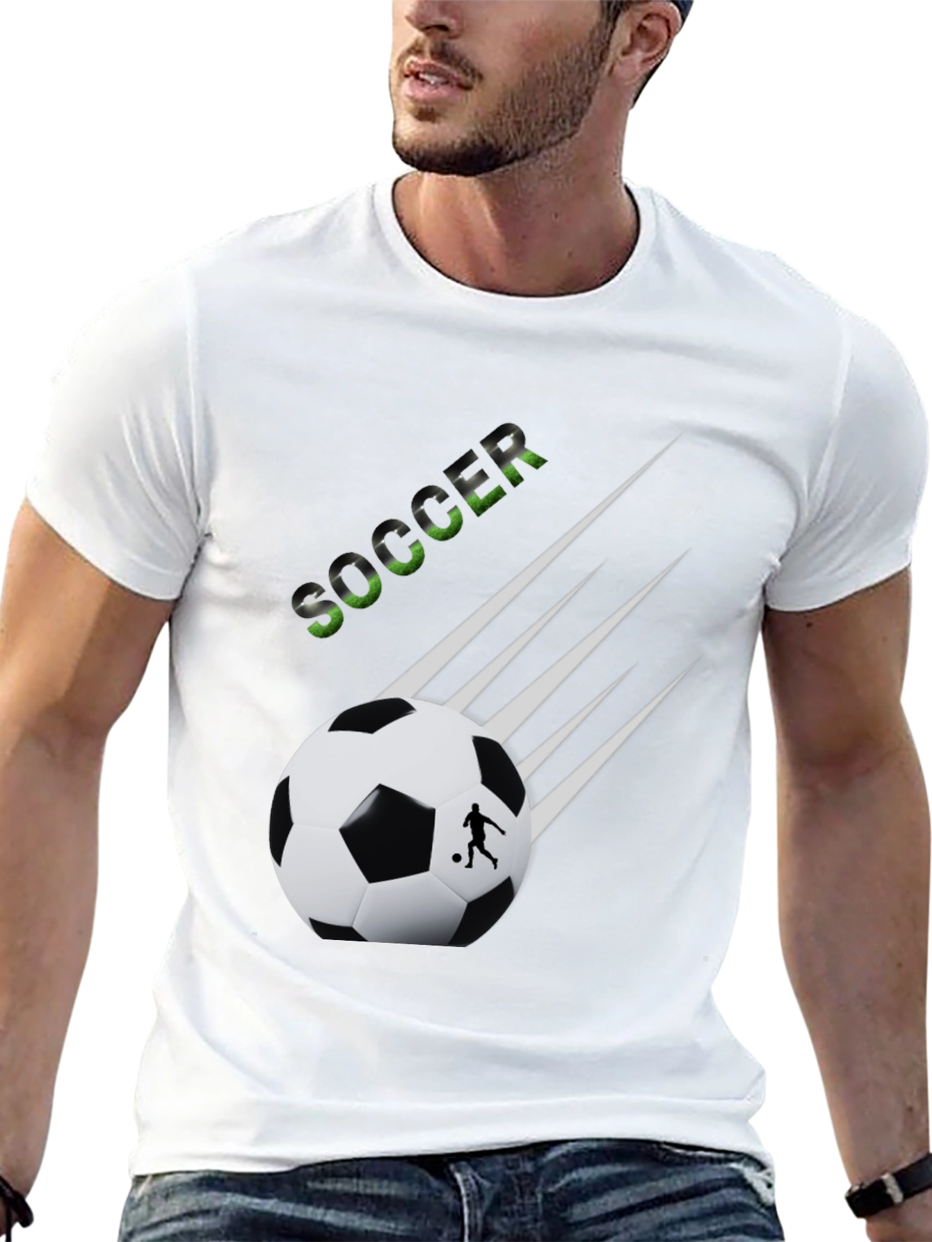 Soccer Graphic Tee - Black Cotton T-Shirt