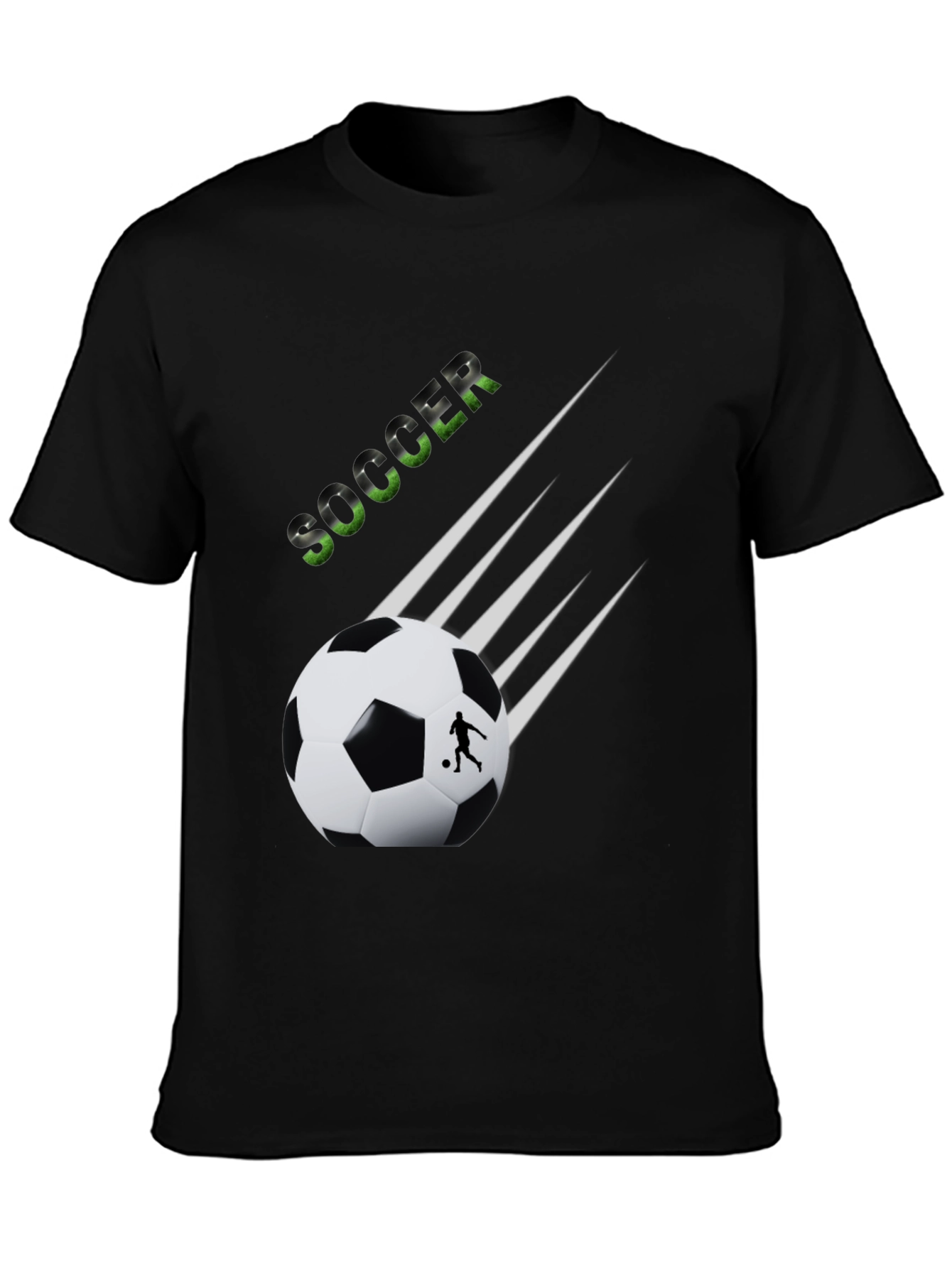 Soccer Graphic Tee - Black Cotton T-Shirt