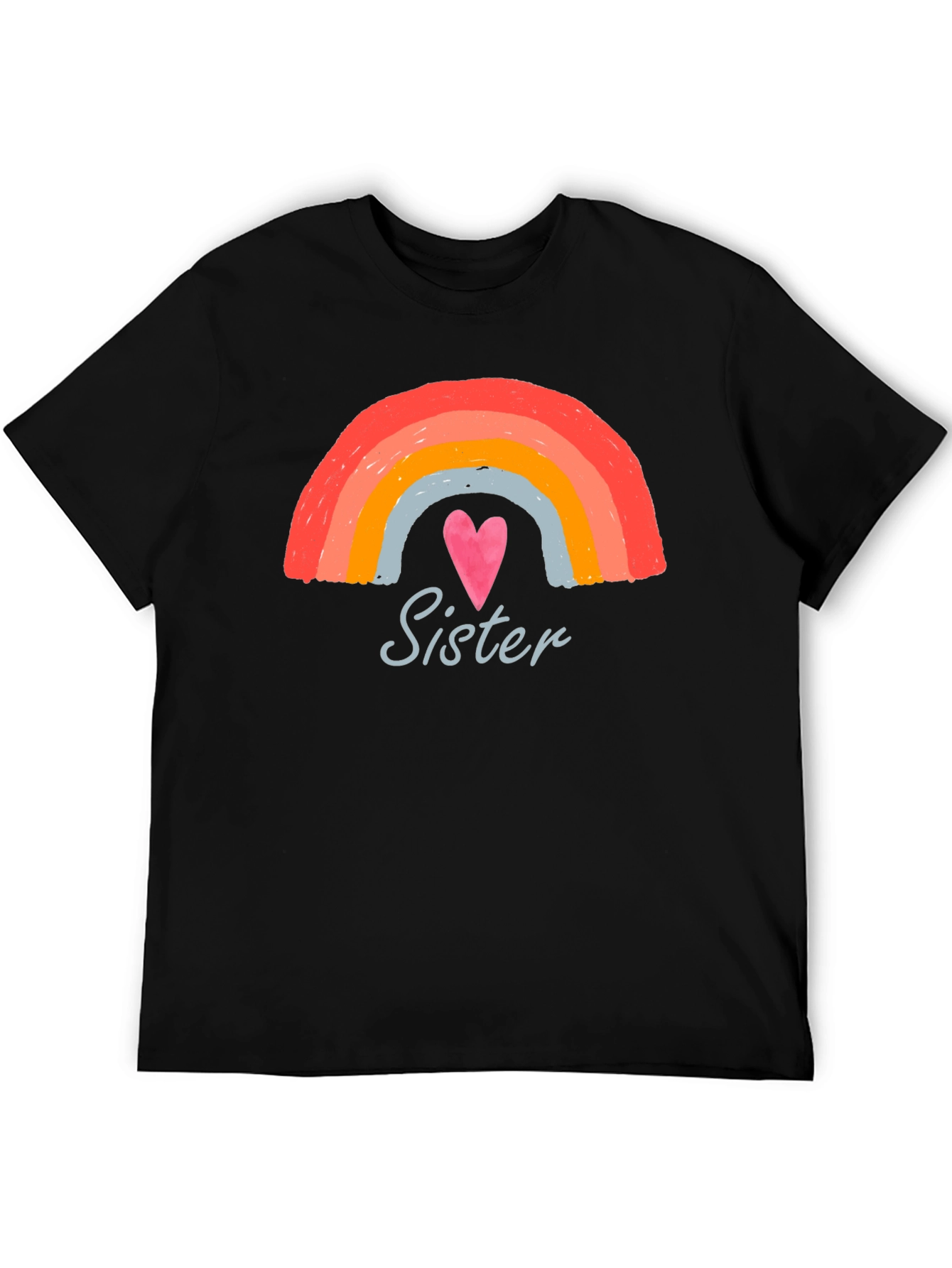 Sister Rainbow Heart Graphic Tee
