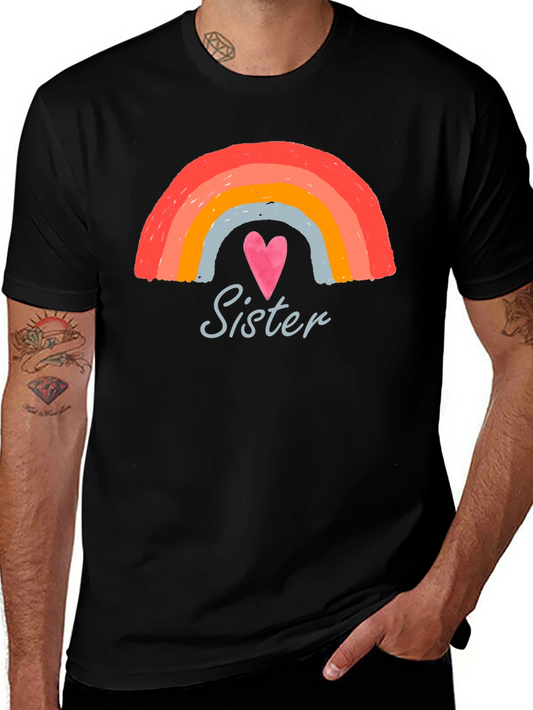 Sister Rainbow Heart Graphic Tee