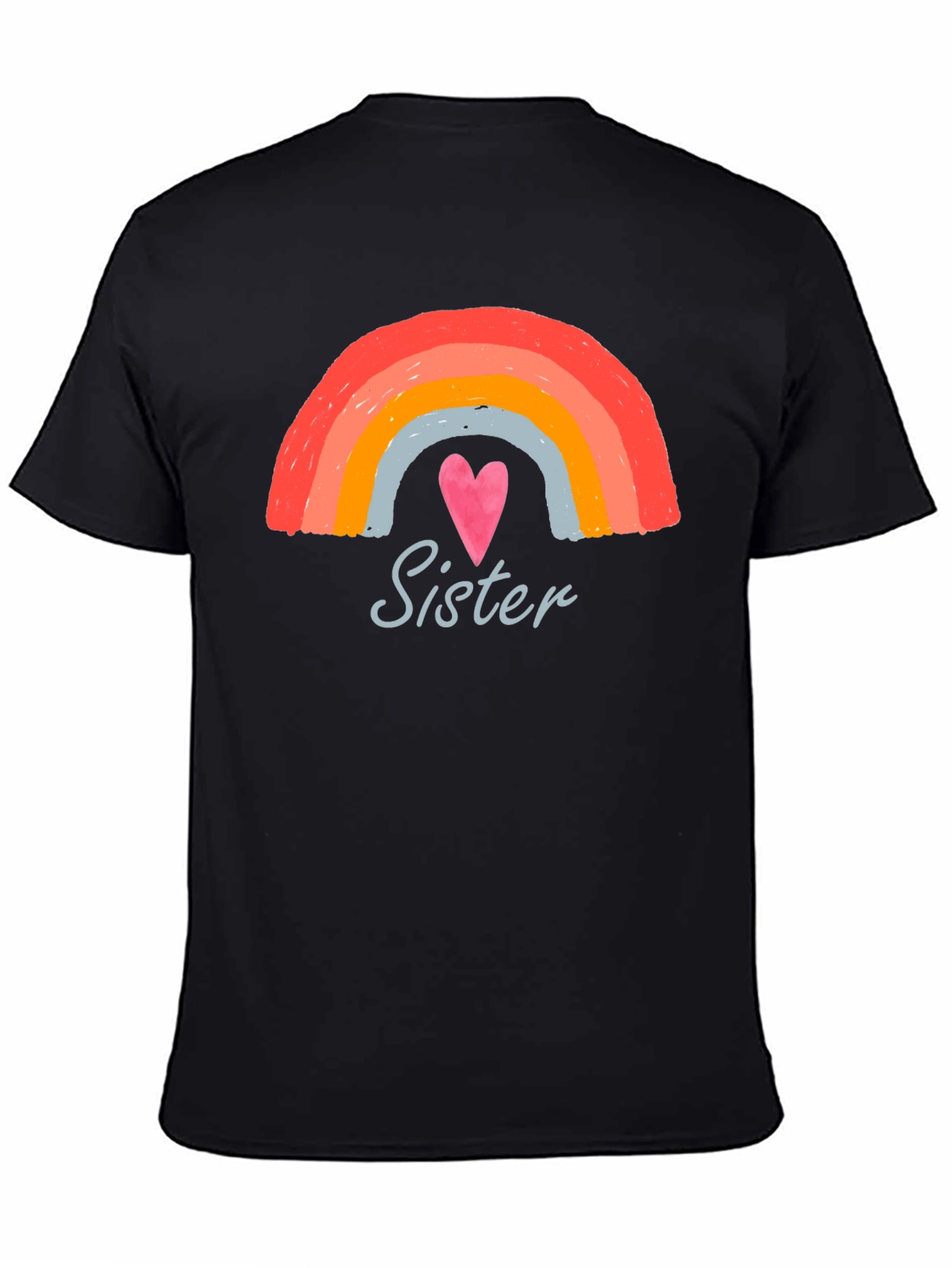 Sister Rainbow Heart Graphic Tee