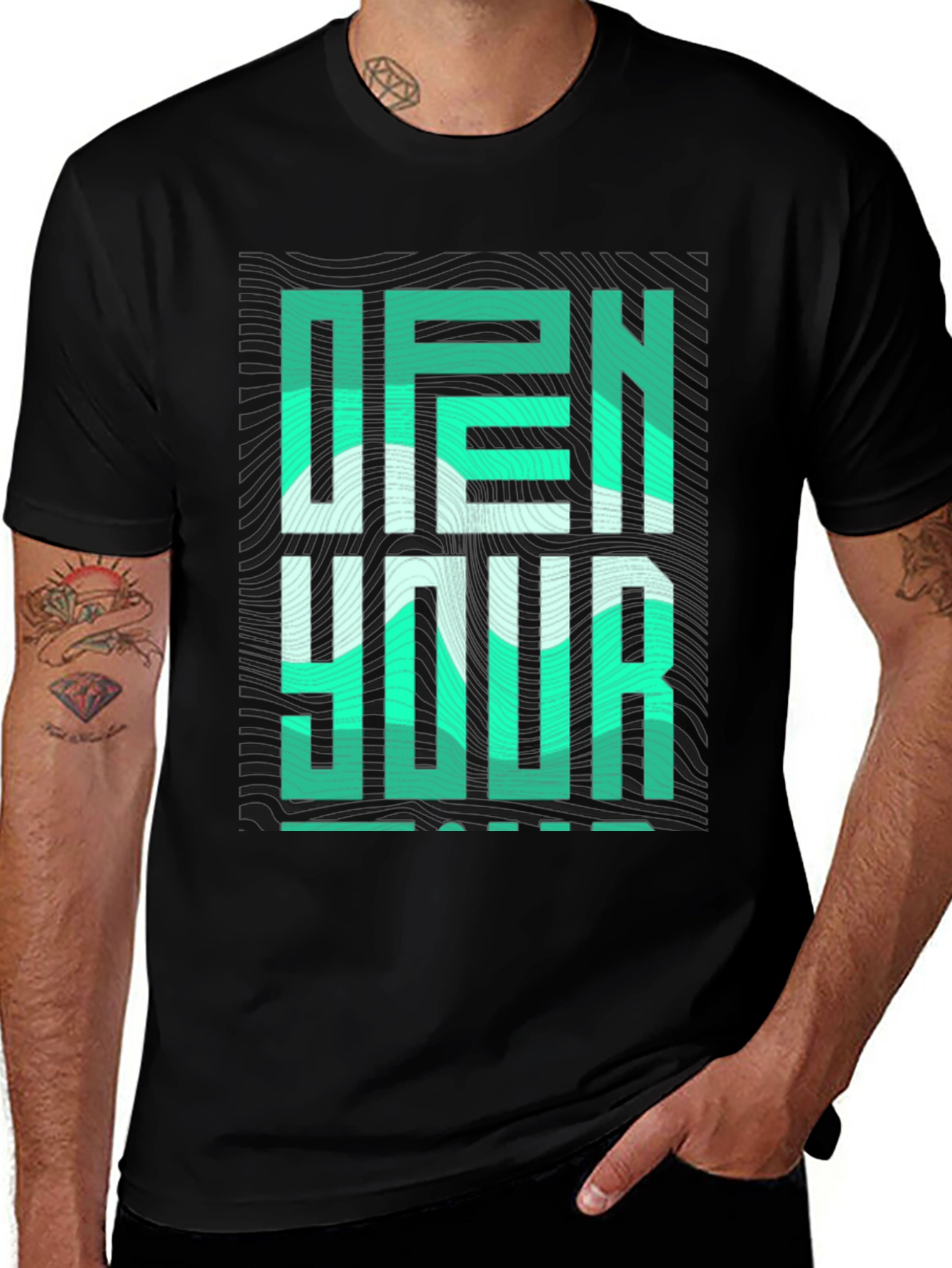 Open Your Mind Graphic Tee - Stylish Black T-Shirt