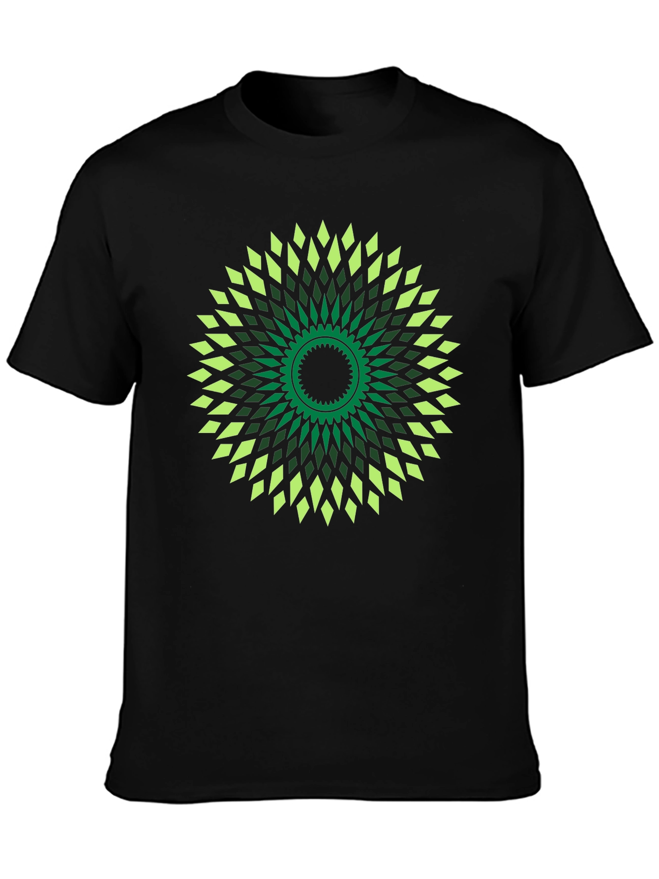Geometric Mandala Graphic Print Black T-Shirt