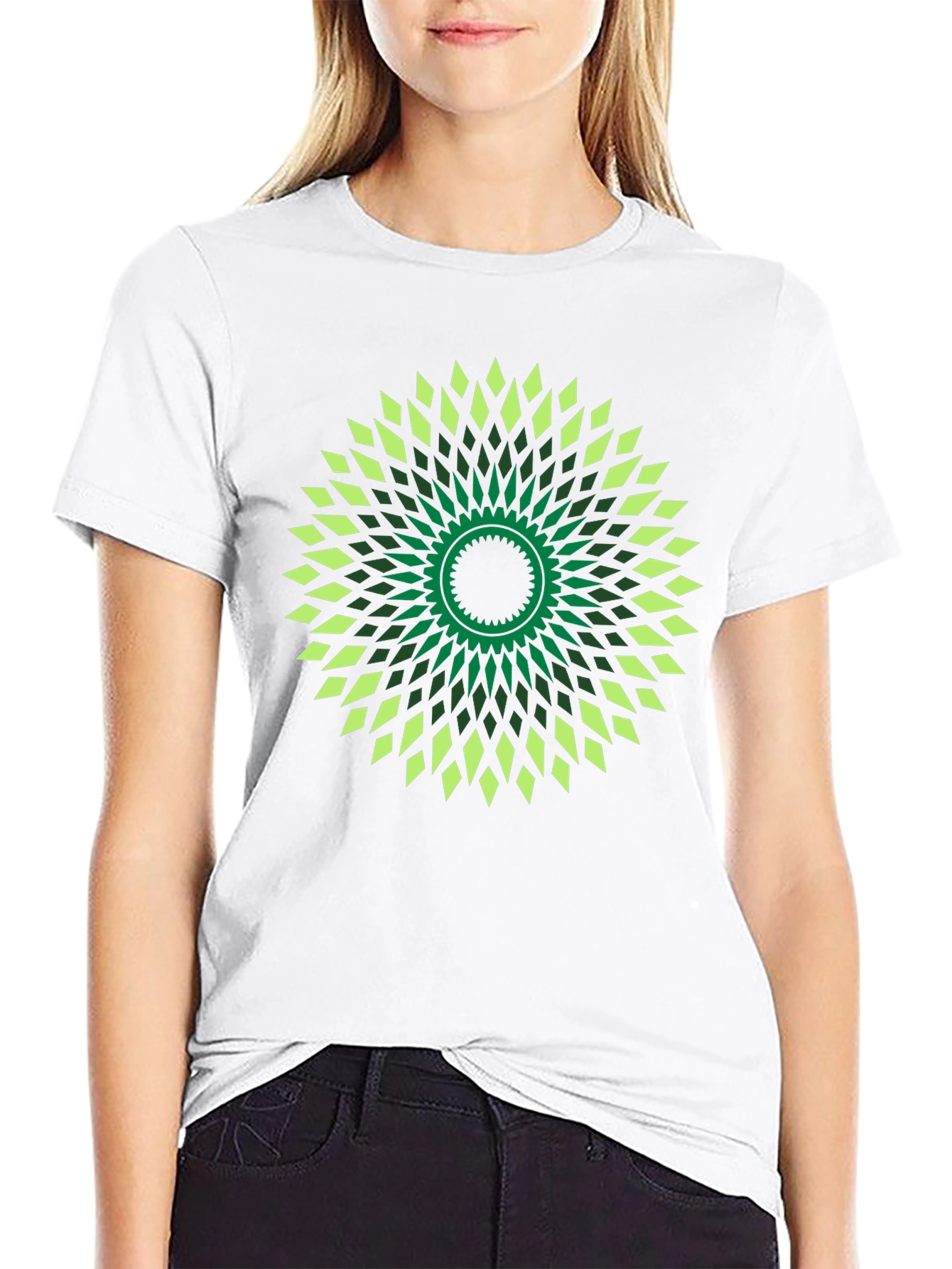 Geometric Mandala Graphic Print Black T-Shirt