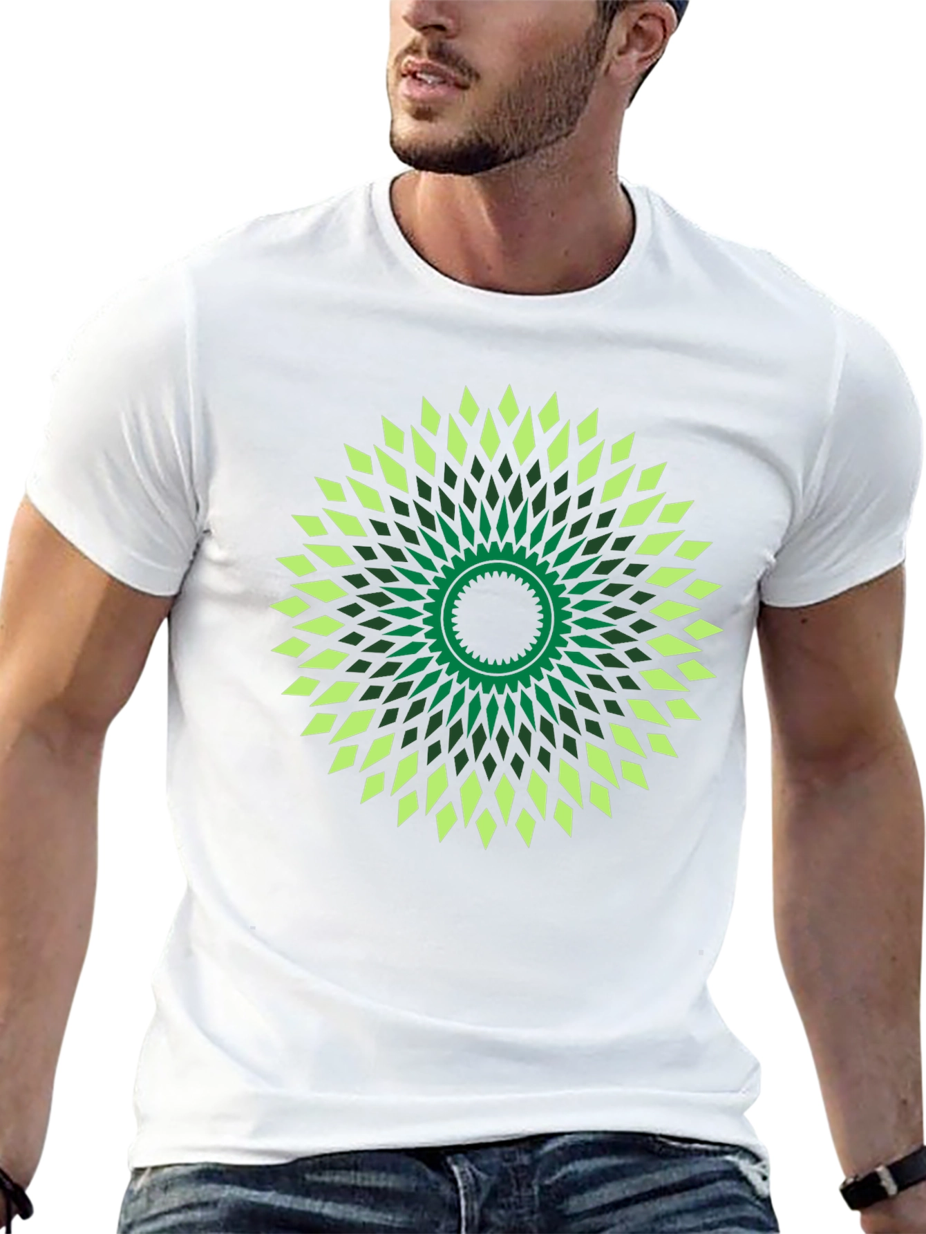 Geometric Mandala Graphic Print Black T-Shirt