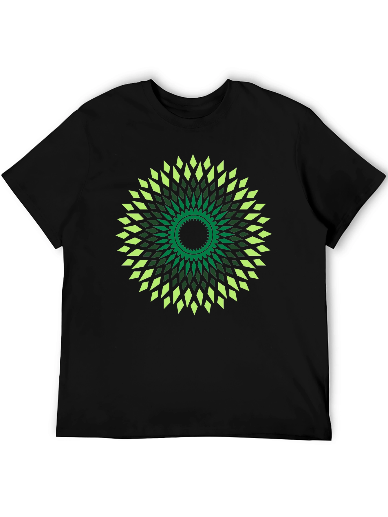 Geometric Mandala Graphic Print Black T-Shirt