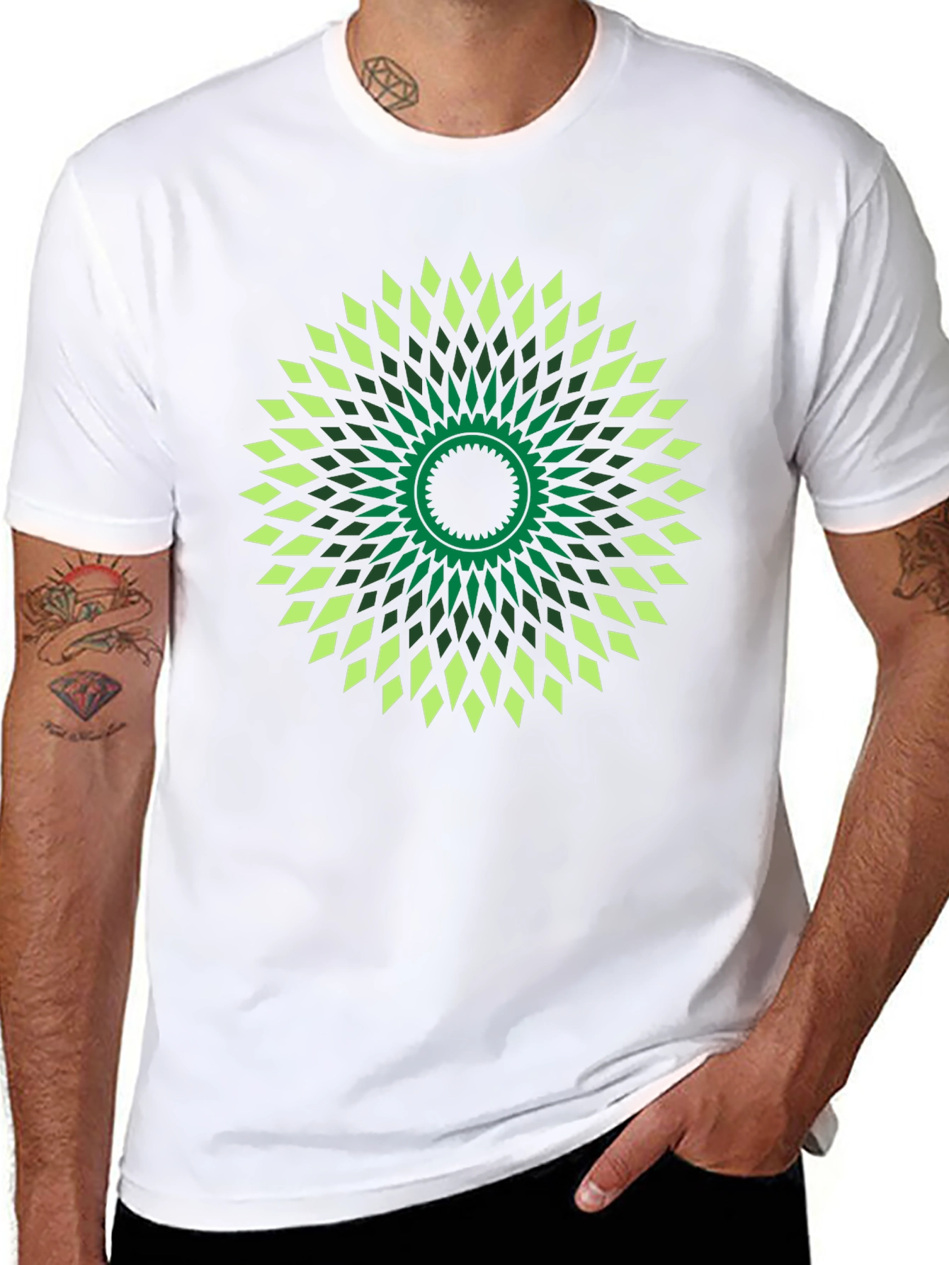 Geometric Mandala Graphic Print Black T-Shirt