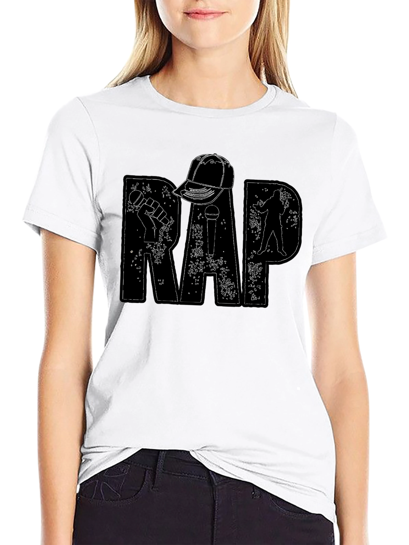 Mens Black RAP Graphic Tee
