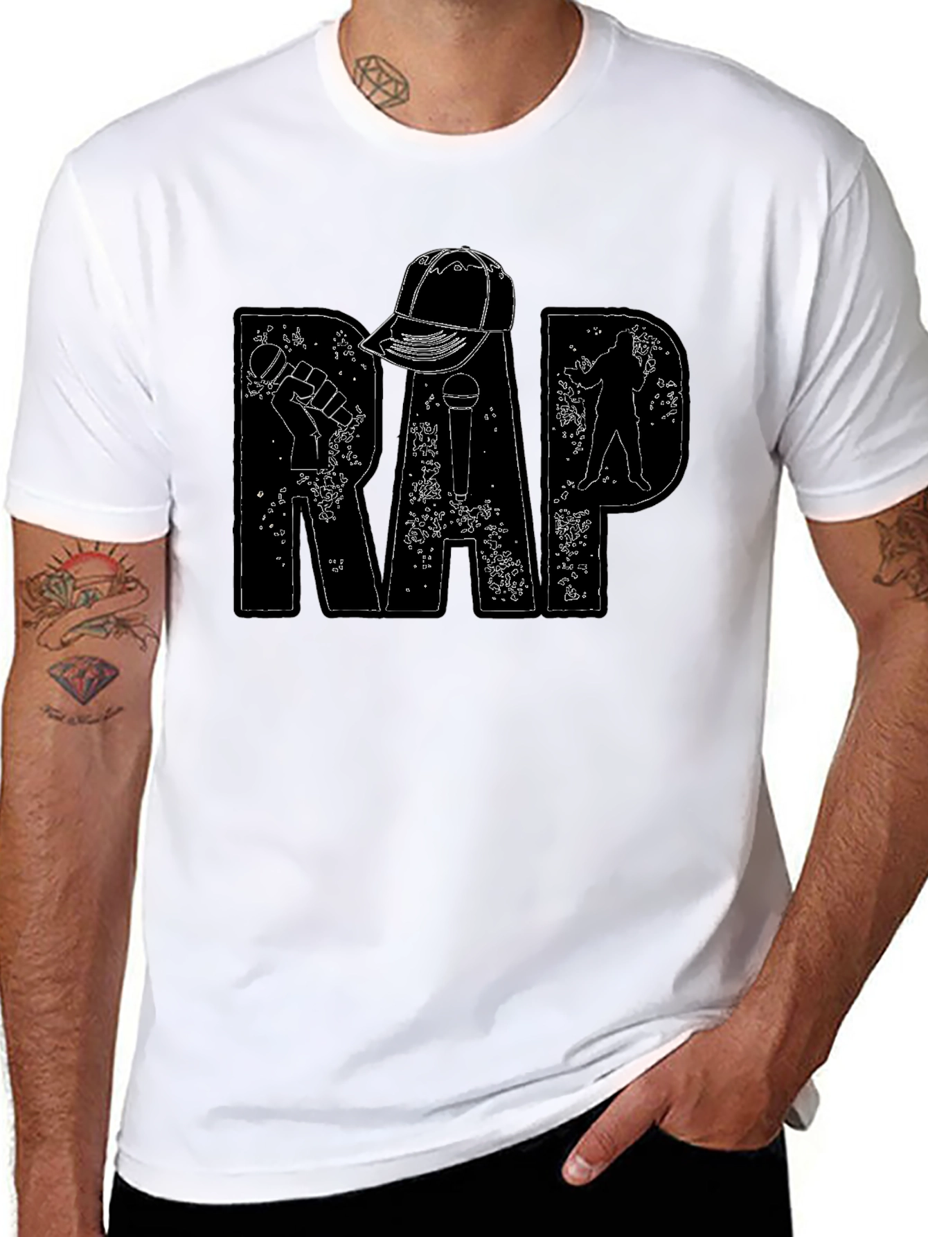 Mens Black RAP Graphic Tee