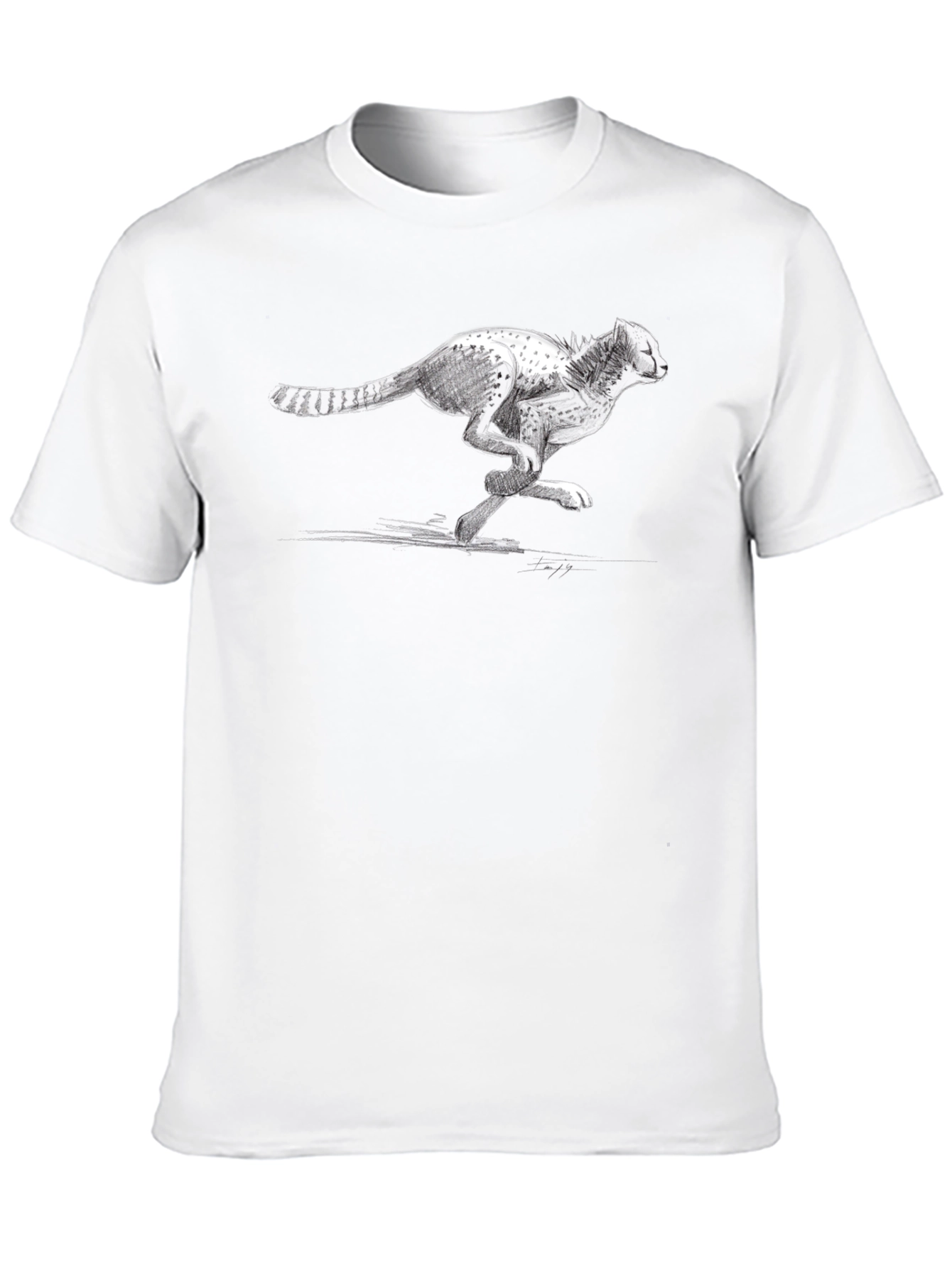 Cheetah Sketch Graphic Tee - Black Cotton T-Shirt