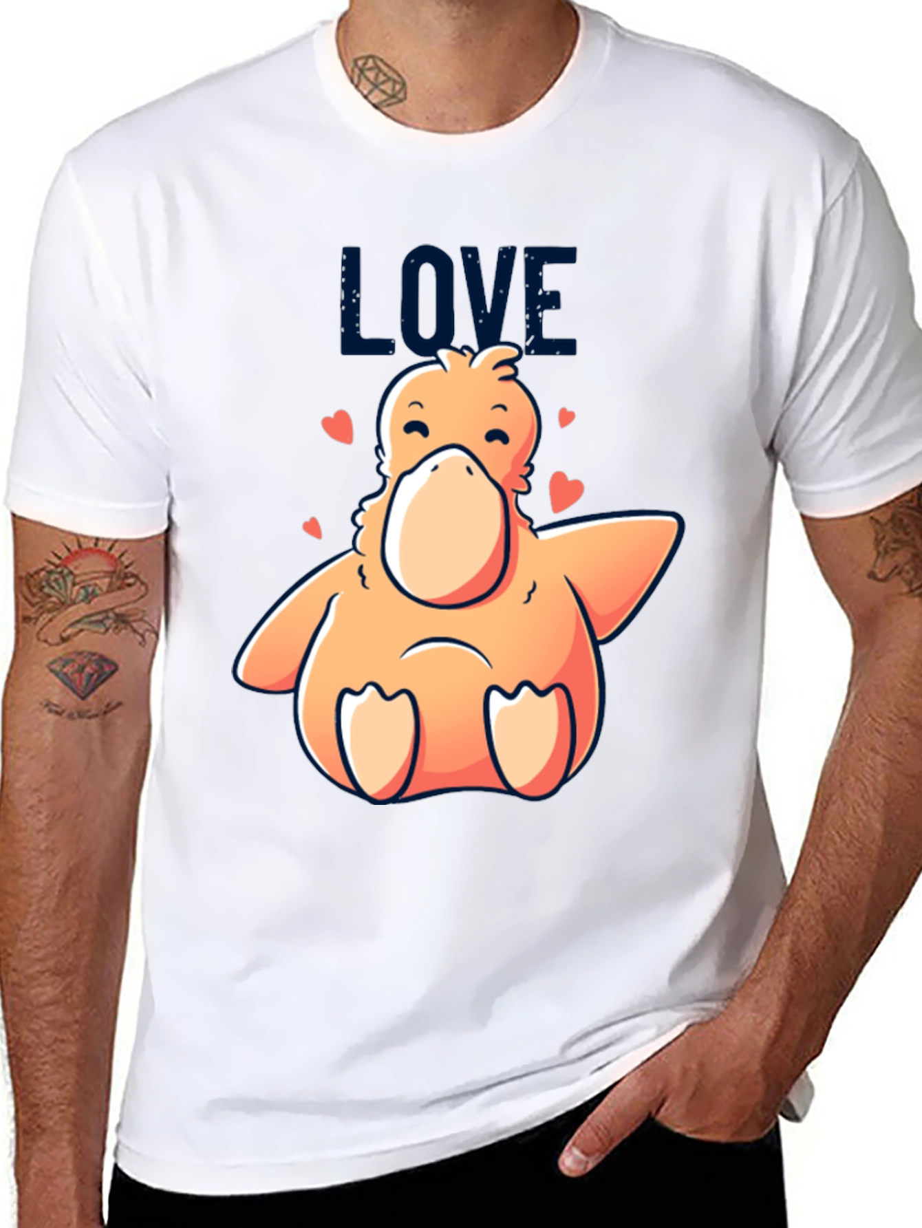 Love Duck Graphic Black T-Shirt