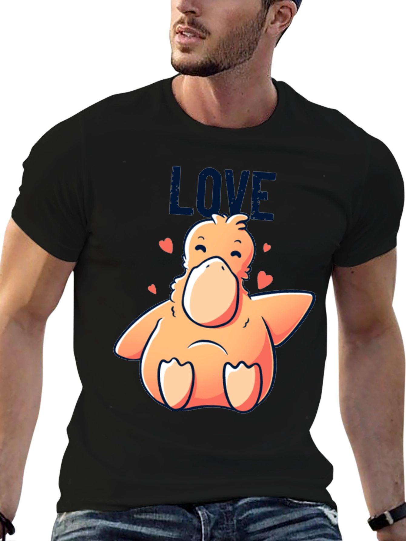 Love Duck Graphic Black T-Shirt