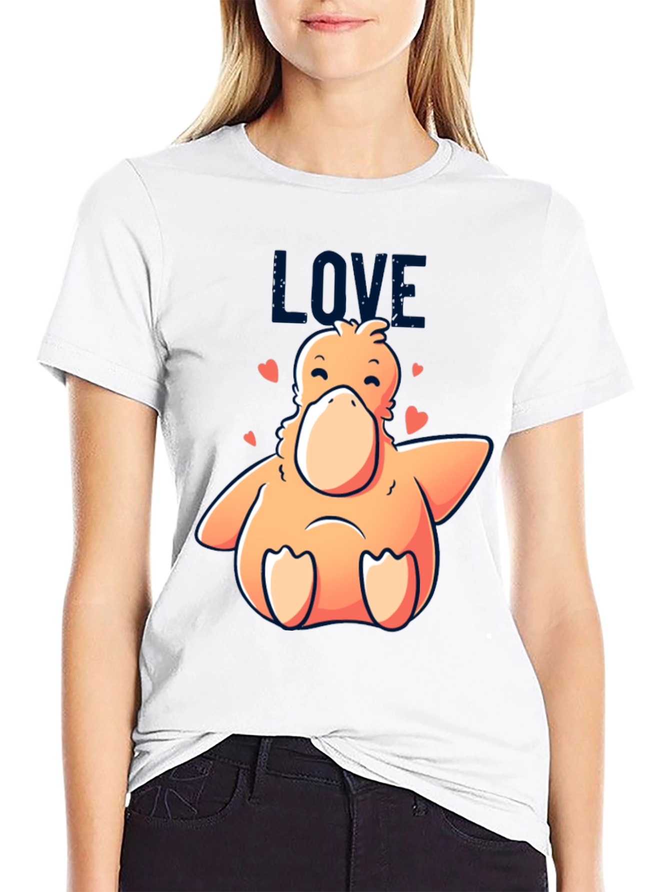 Love Duck Graphic Black T-Shirt