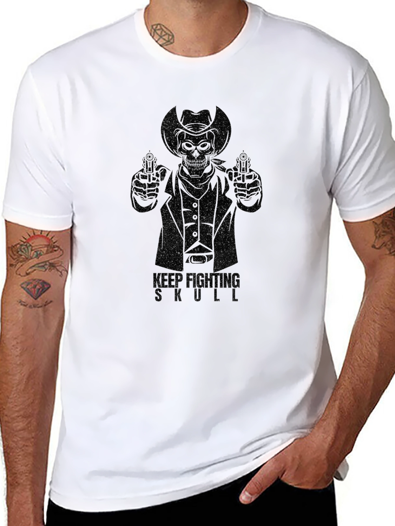 Mens Black Graphic T-Shirt - Way Around Skull