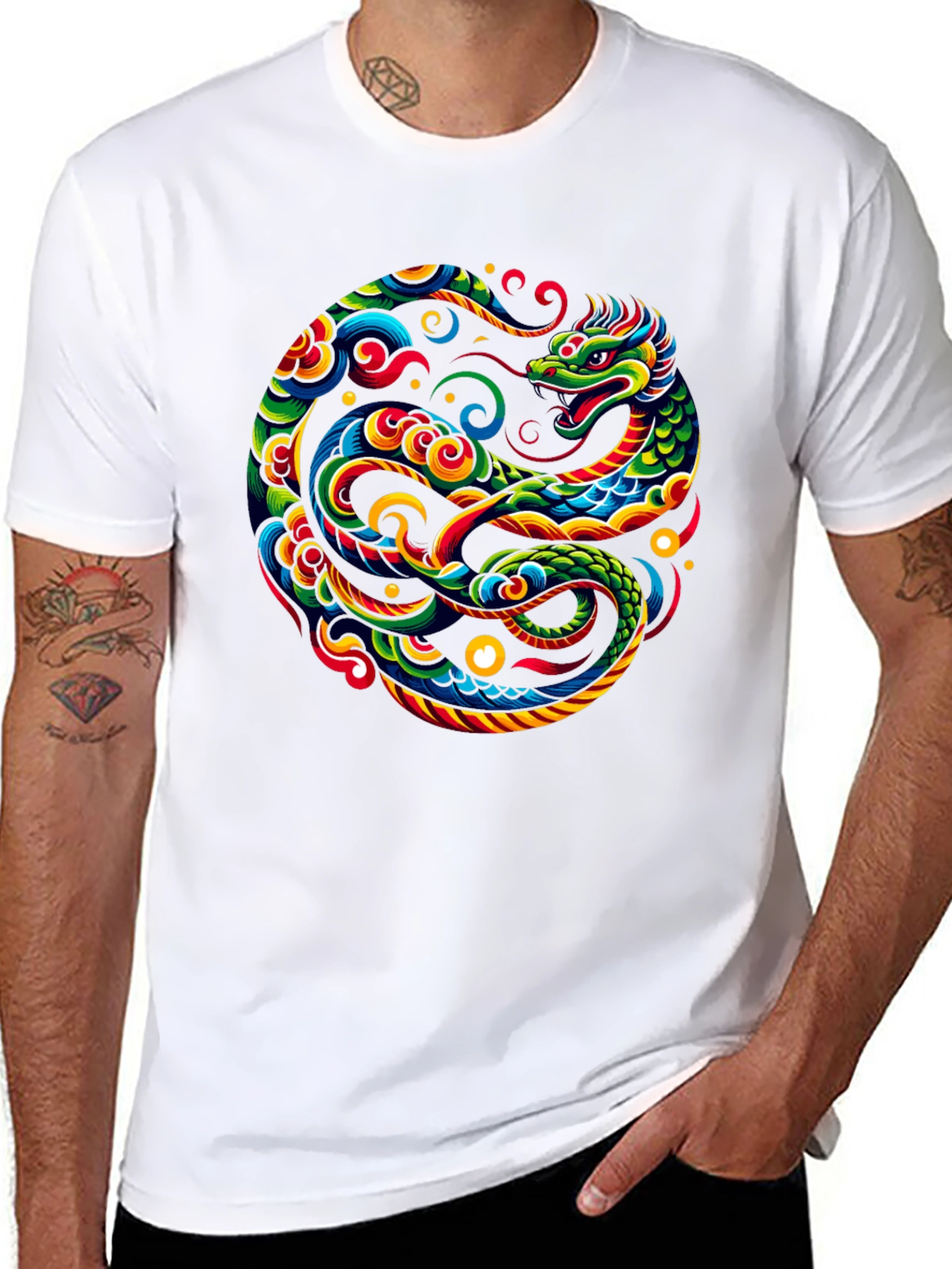 Dragon Circle Graphic Tee - Black Cotton