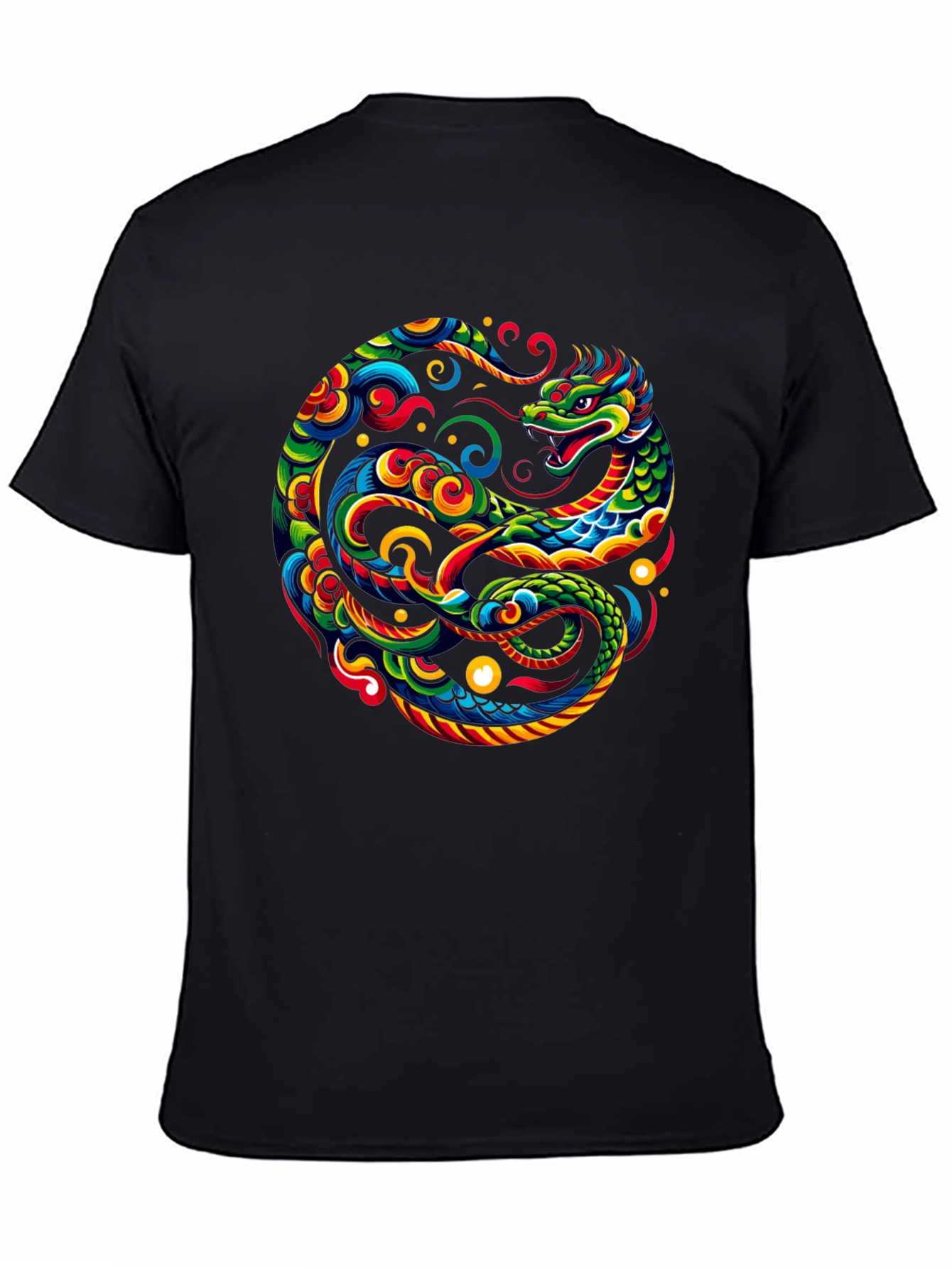 Dragon Circle Graphic Tee - Black Cotton