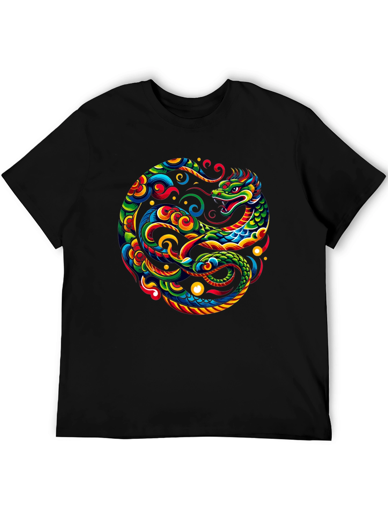 Dragon Circle Graphic Tee - Black Cotton