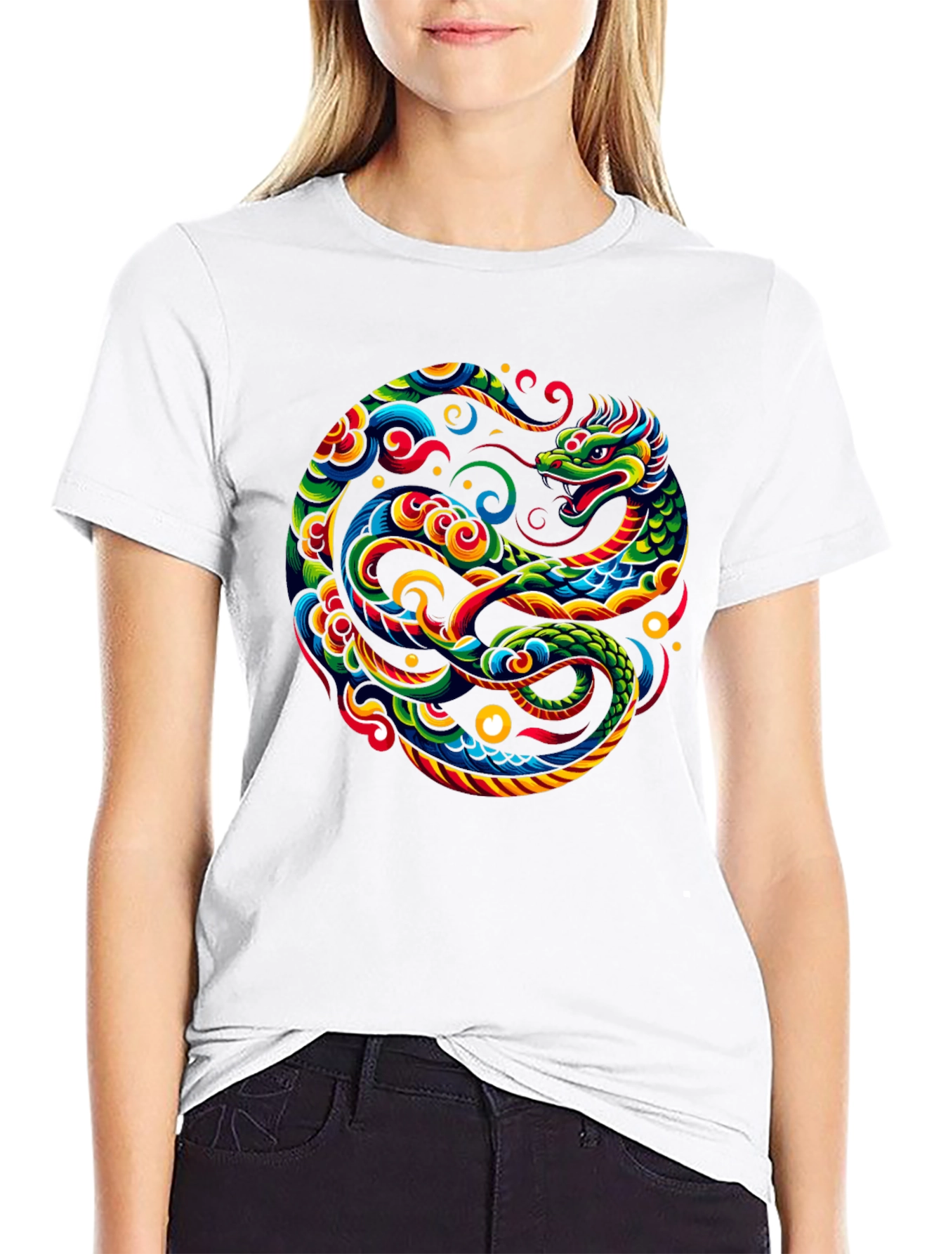 Dragon Circle Graphic Tee - Black Cotton