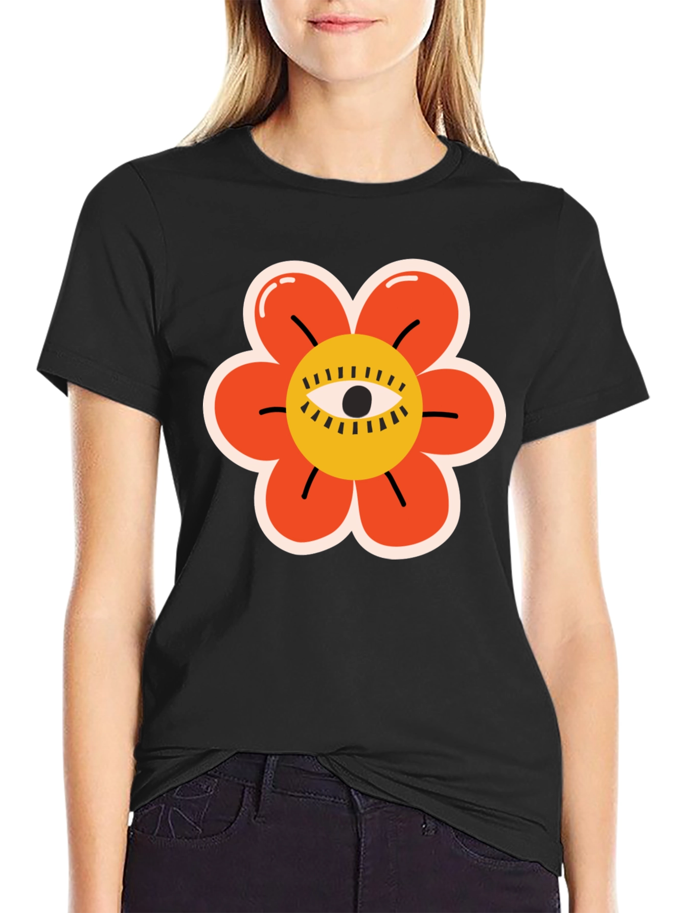 Eye Flower Graphic Tee - Unique Design