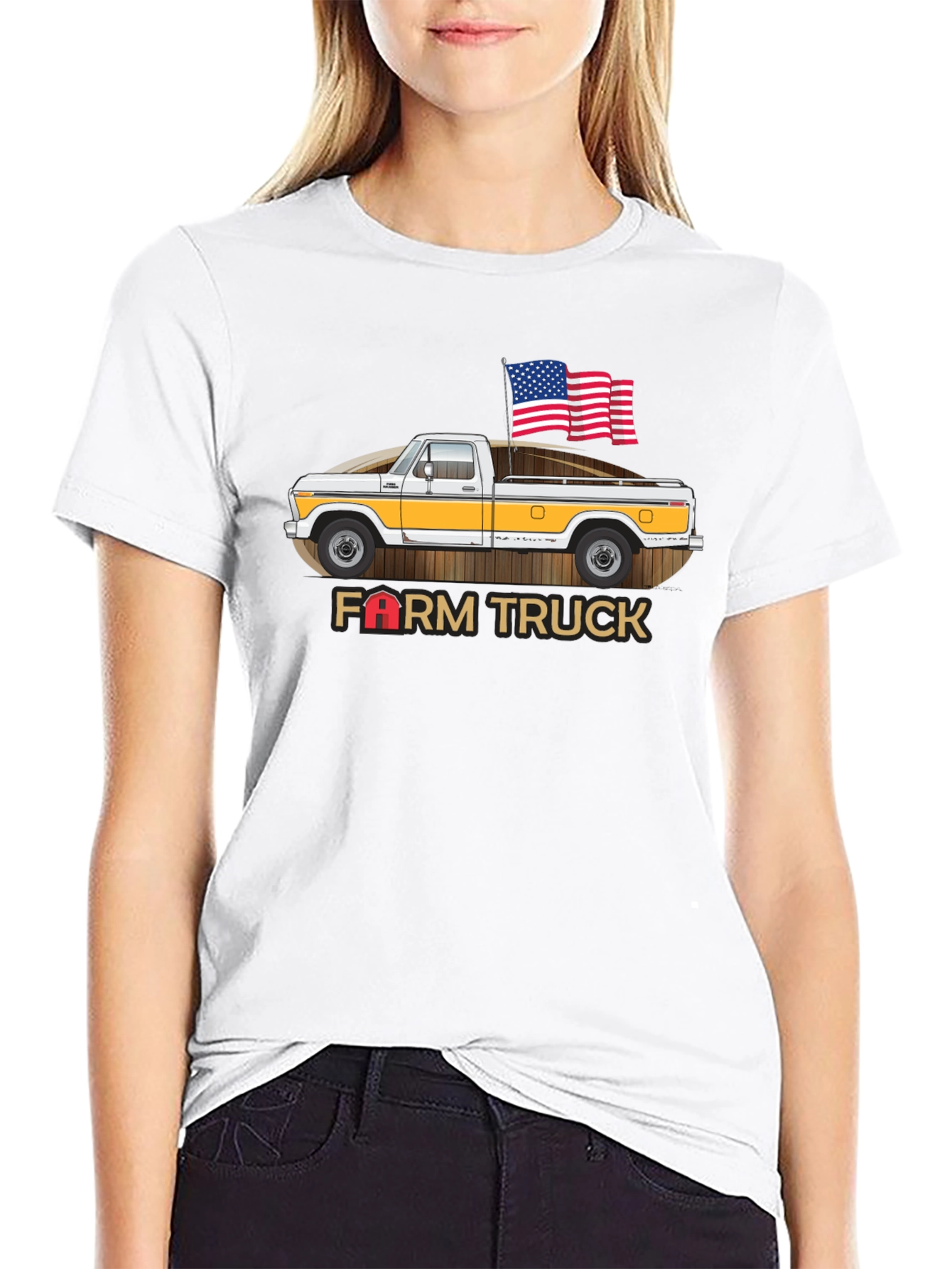 Farm Truck American Flag Graphic Tee