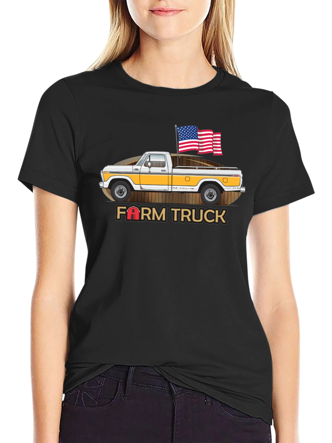 Farm Truck American Flag Graphic Tee