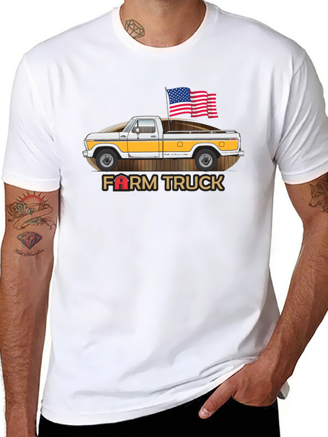 Farm Truck American Flag Graphic Tee
