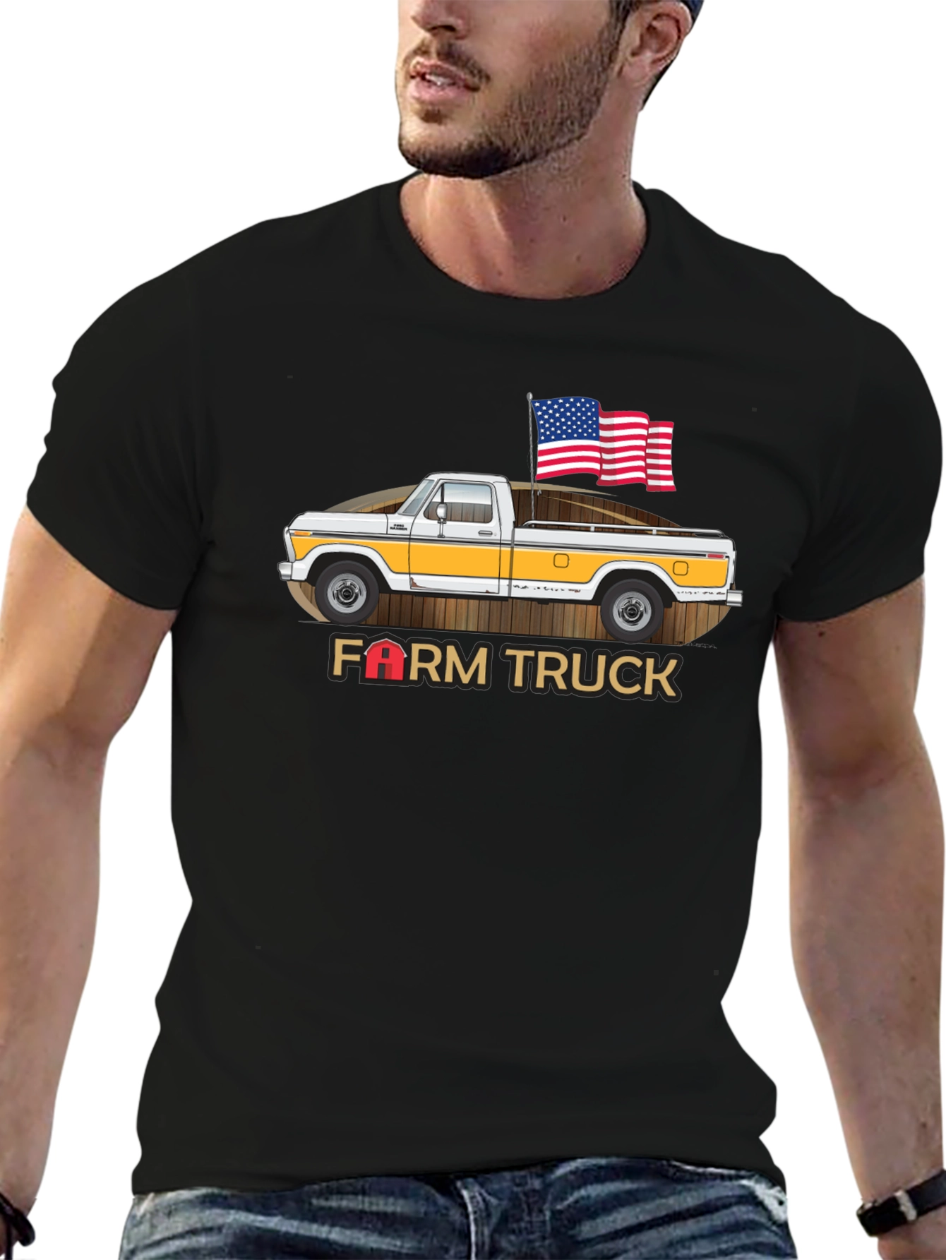Farm Truck American Flag Graphic Tee