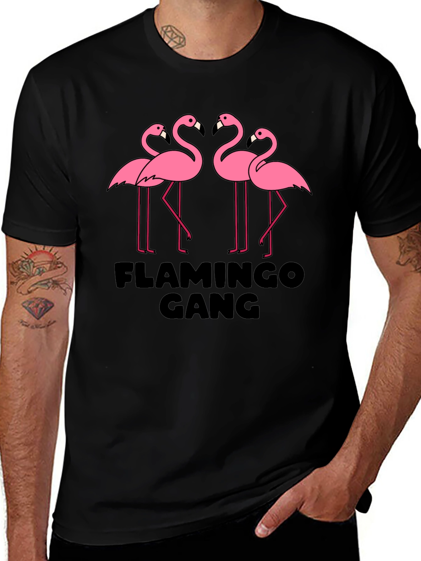 Flamingo Gang Graphic Tee - Black