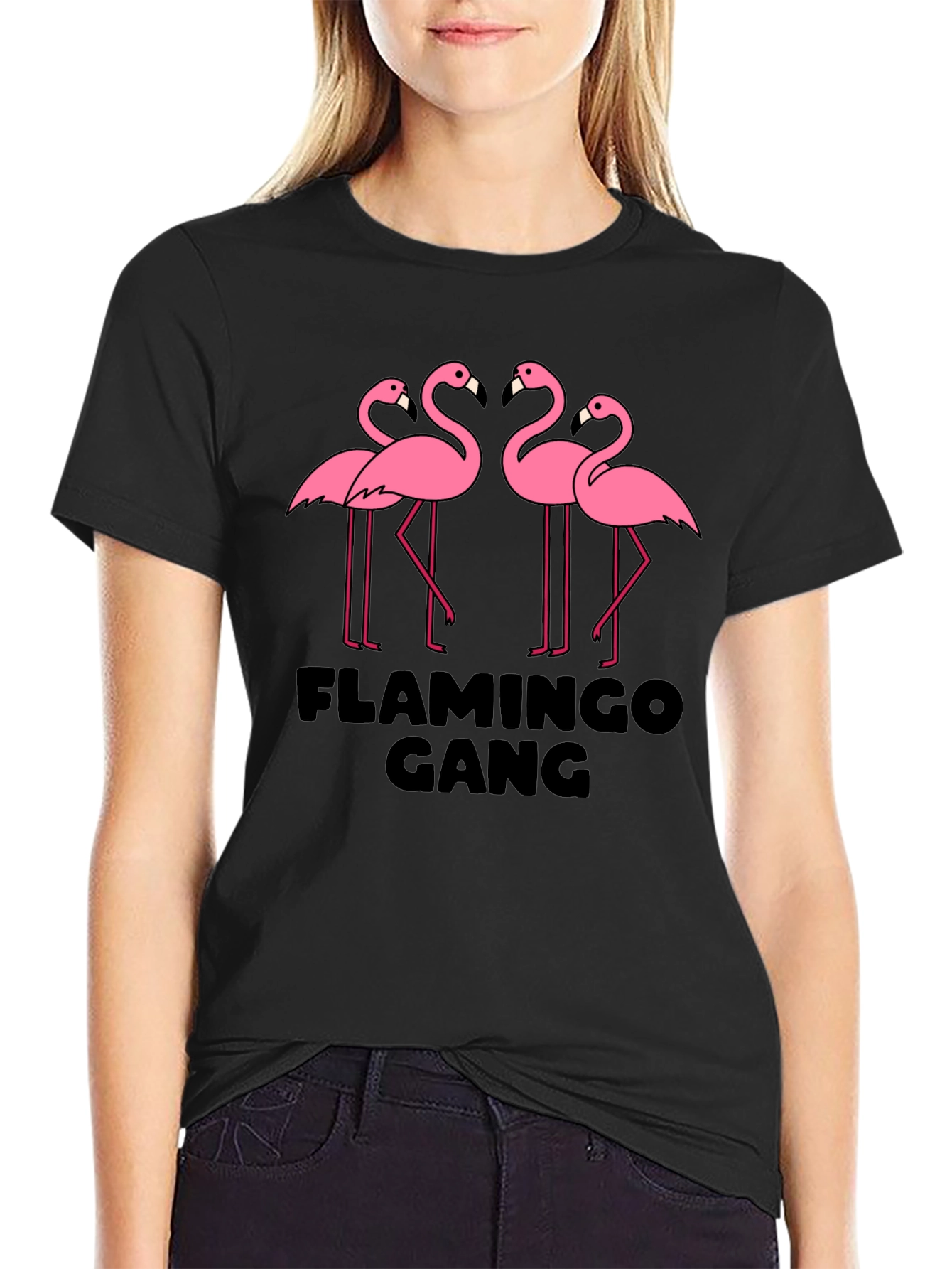 Flamingo Gang Graphic Tee - Black