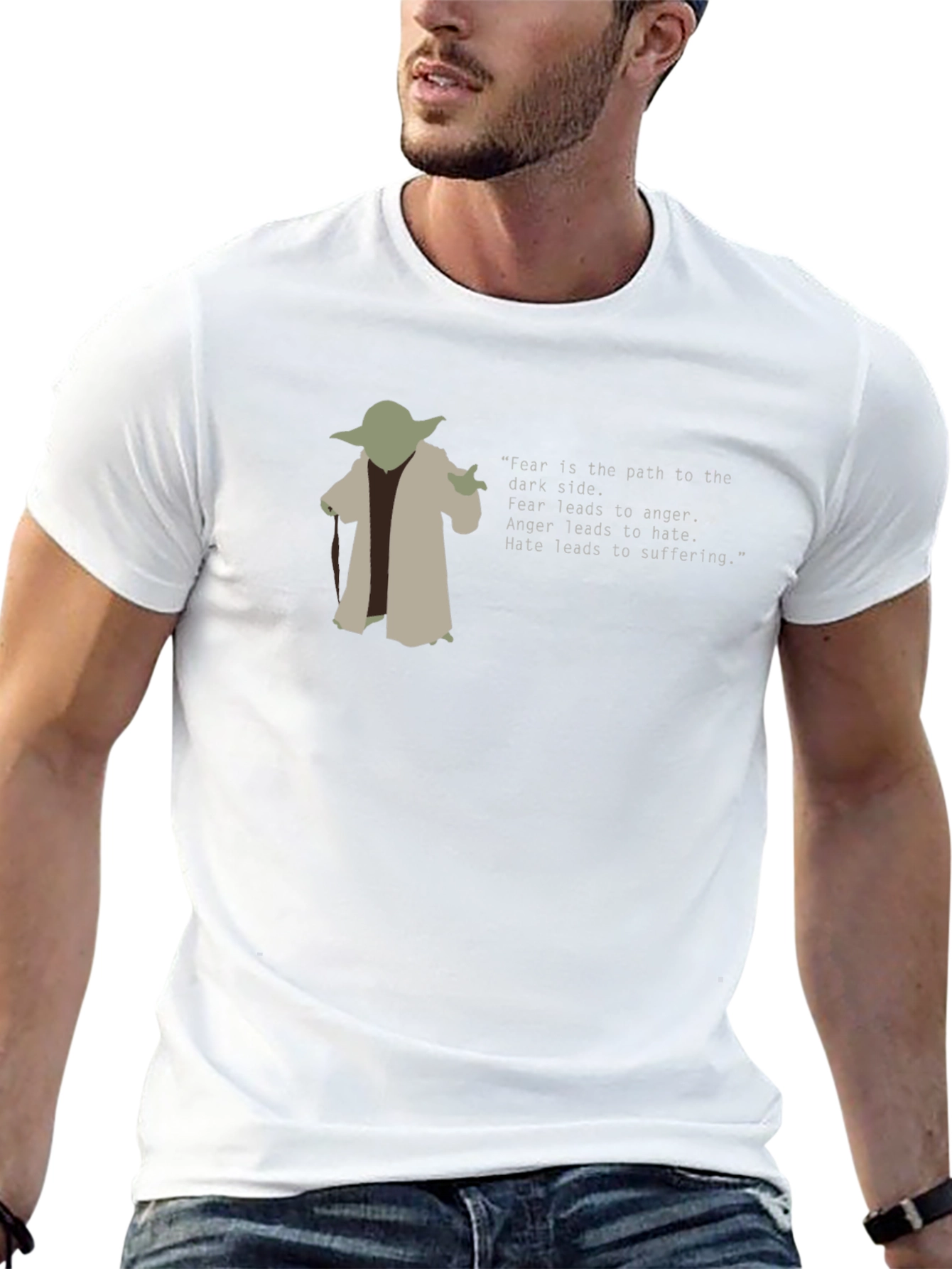 Yoda Fear Quote Graphic Tee - Black Cotton Blend