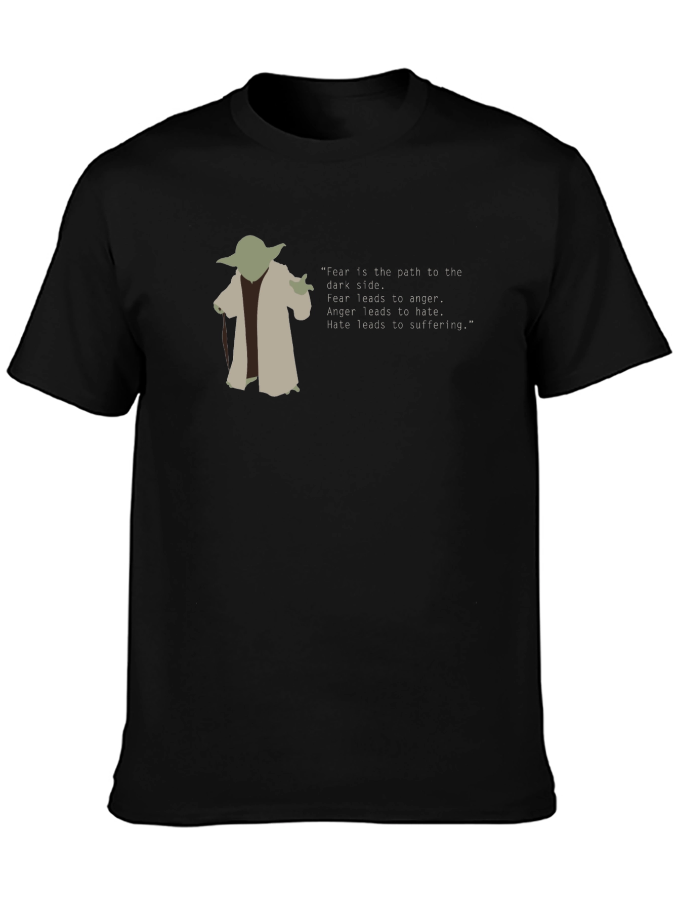 Yoda Fear Quote Graphic Tee - Black Cotton Blend