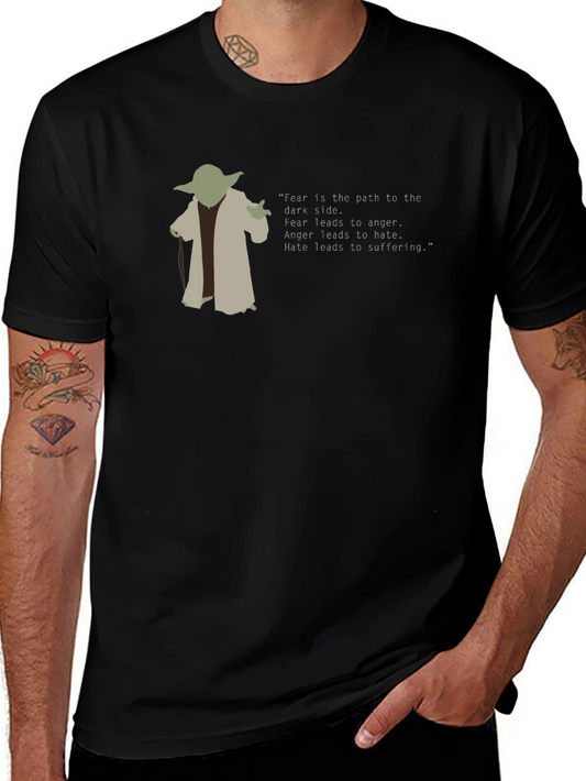 Yoda Fear Quote Graphic Tee - Black Cotton Blend