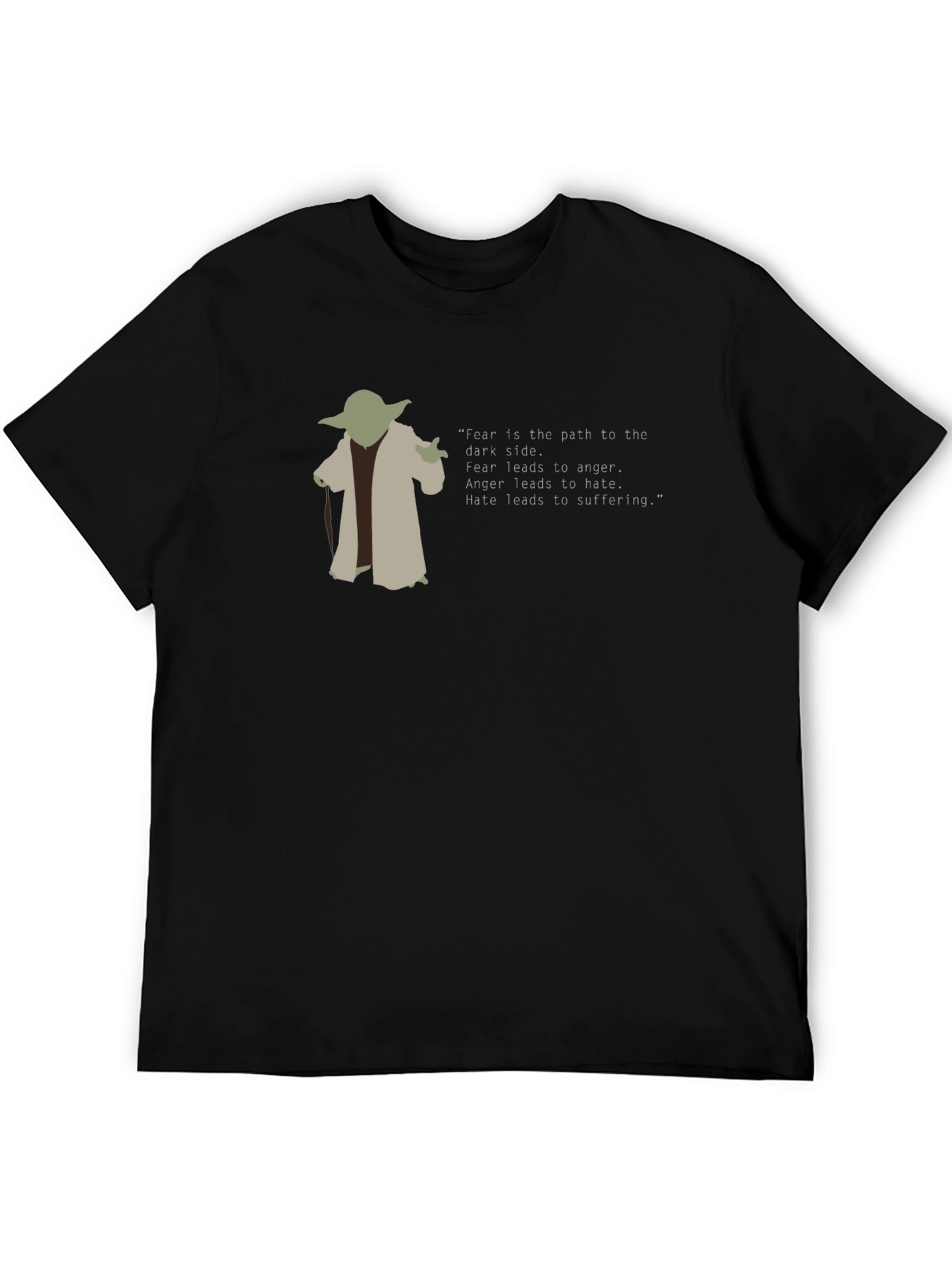 Yoda Fear Quote Graphic Tee - Black Cotton Blend