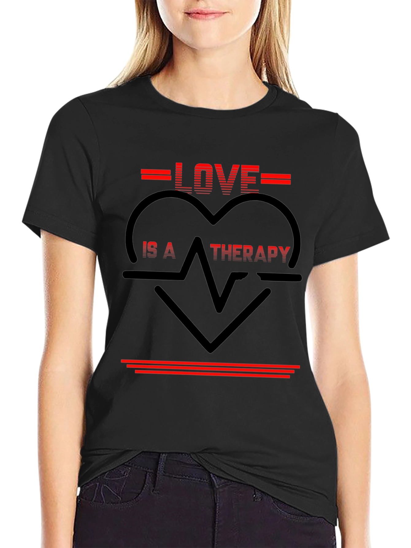 Love Therapy Graphic Tee - Black