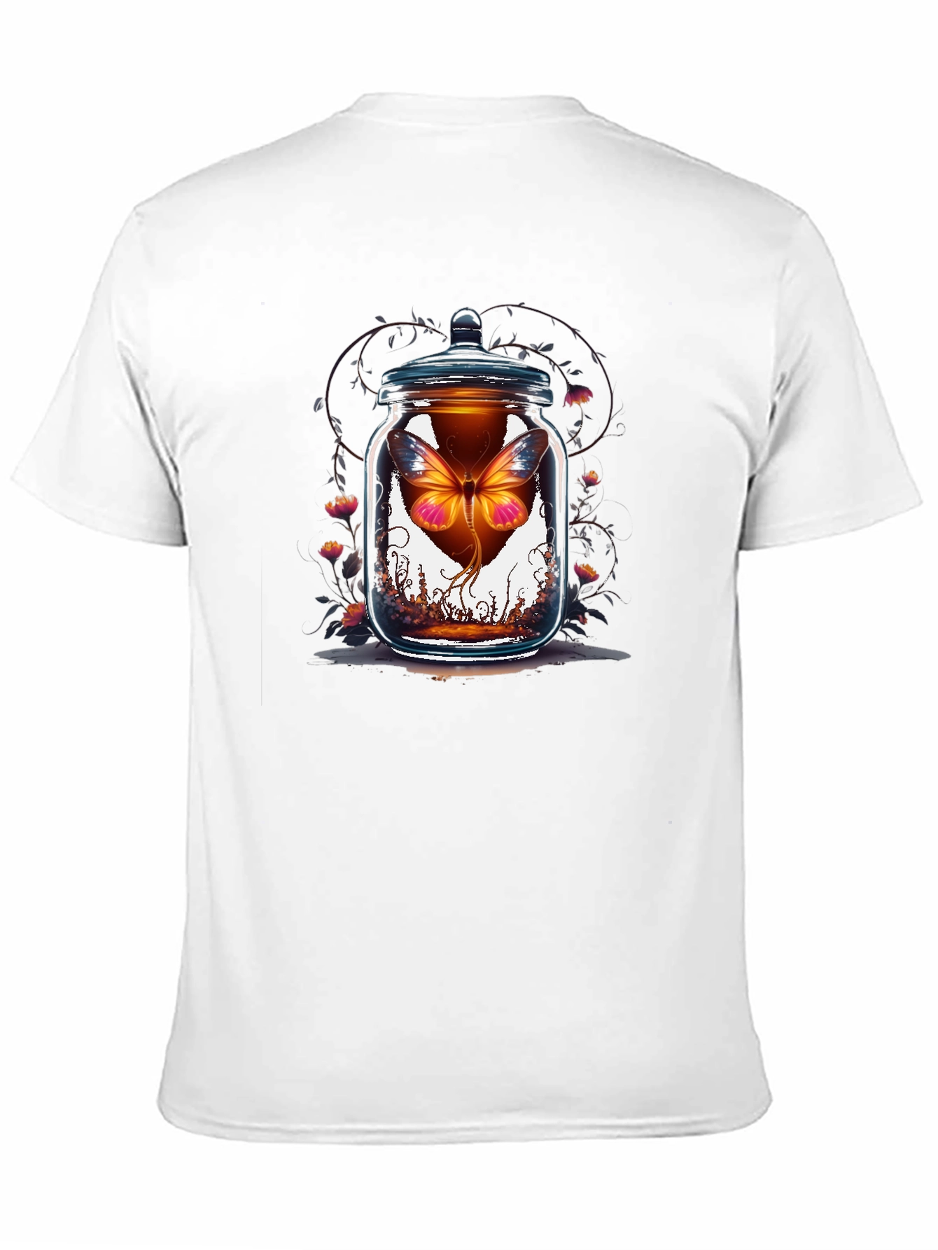 Butterfly in Jar Graphic Tee - Black Cotton T-Shirt