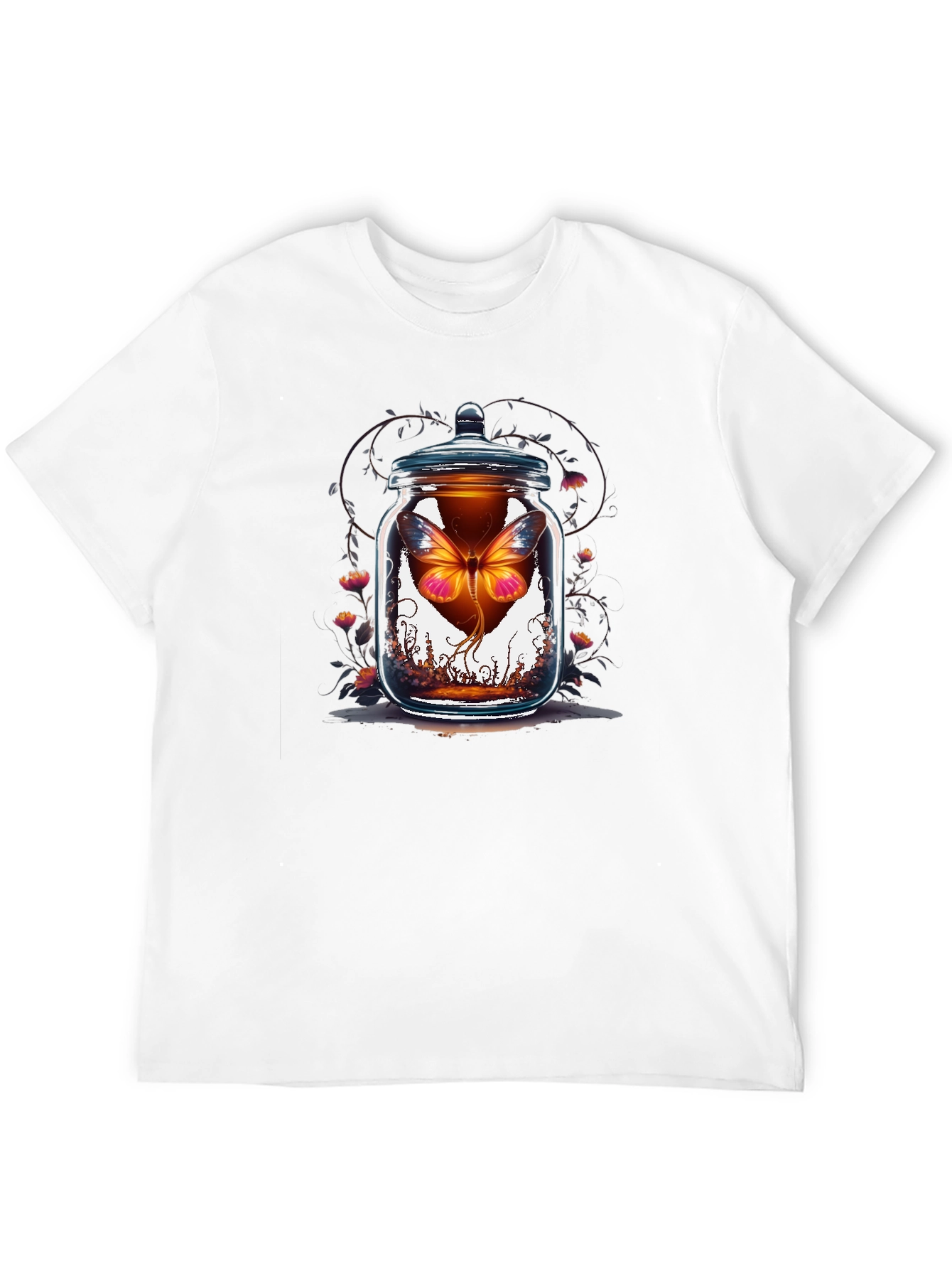 Butterfly in Jar Graphic Tee - Black Cotton T-Shirt