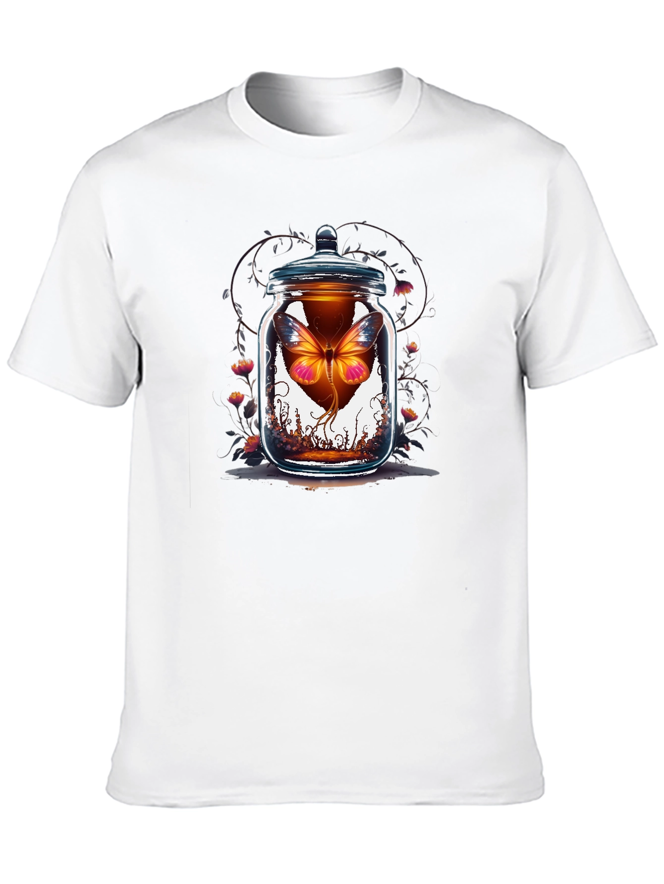 Butterfly in Jar Graphic Tee - Black Cotton T-Shirt