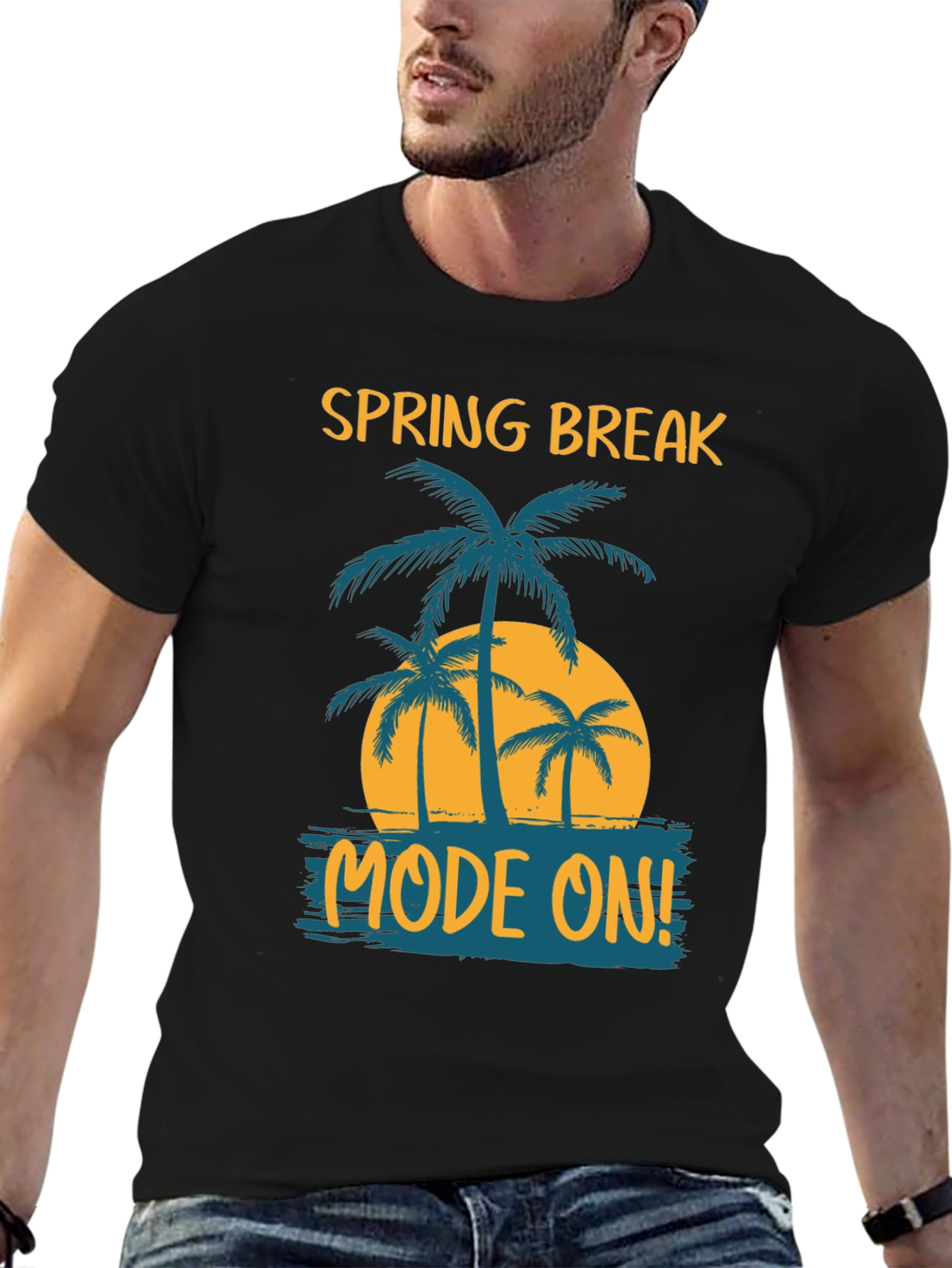 Spring Break Mode On Black Graphic Tee