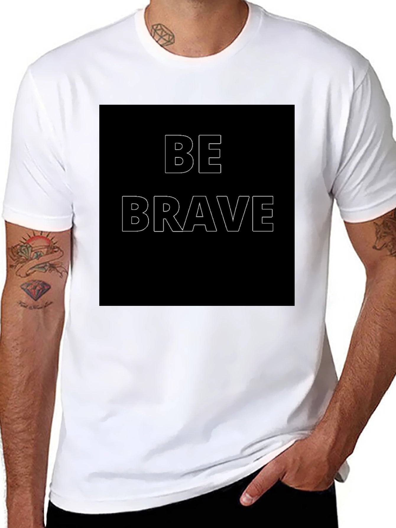 Be Brave Graphic Print Mens Black T-Shirt